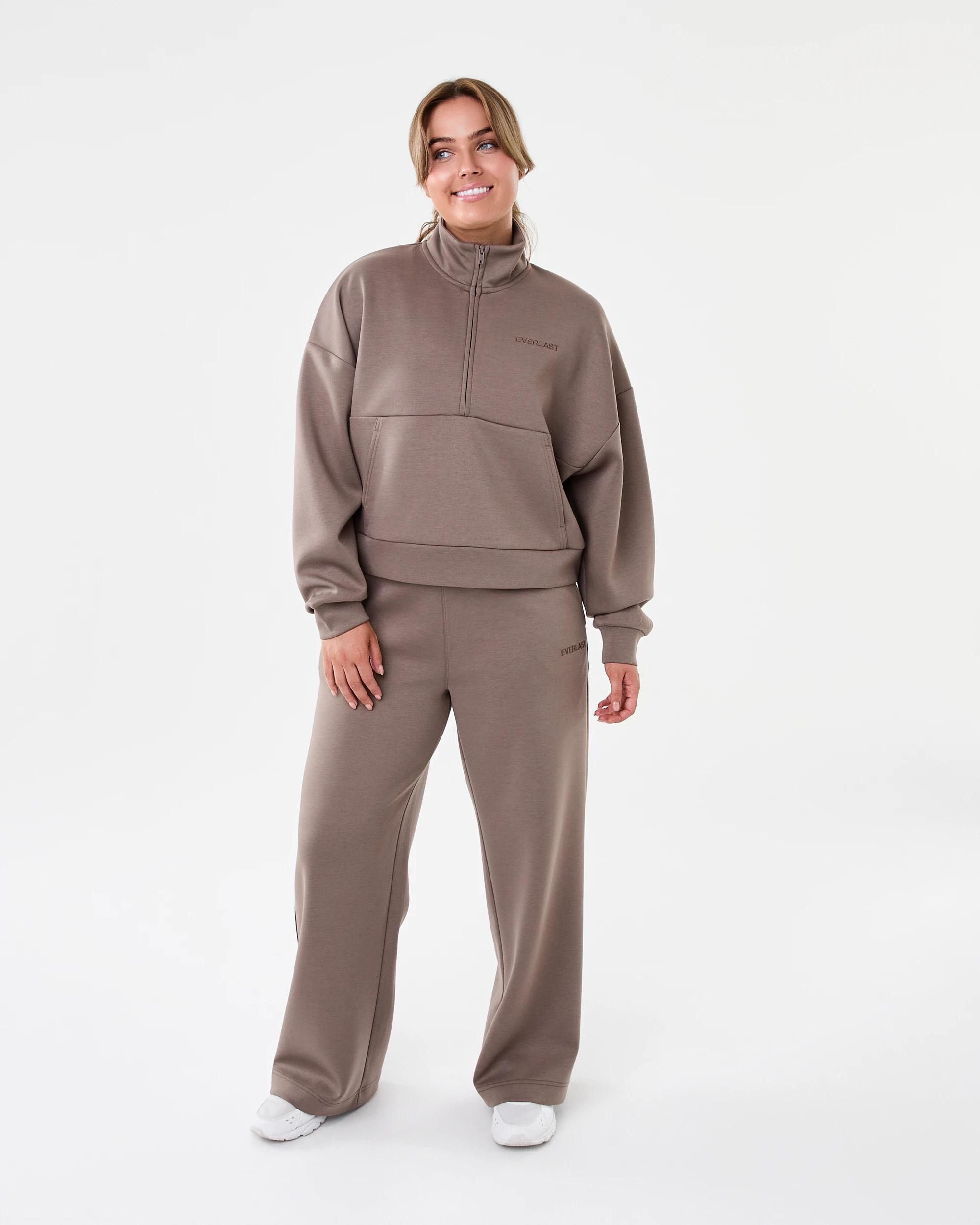 8 Everlast Womens Evercomfort 1/4 Zip Sweatshirt Mushroom, 8 of 8