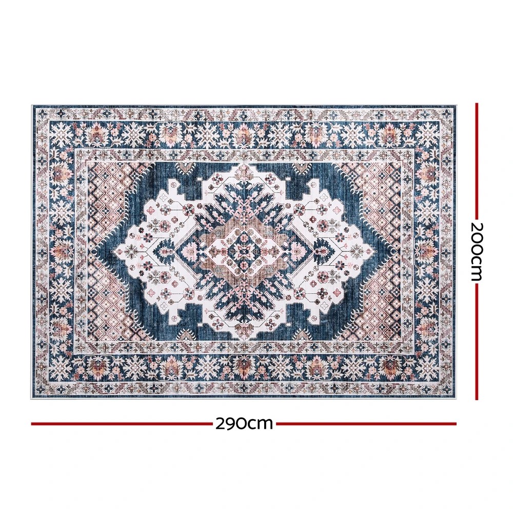 2 Artiss Floor Rug 200X290cm Large Washable Persian Area Rug Living Room - Blue, 2 of 9