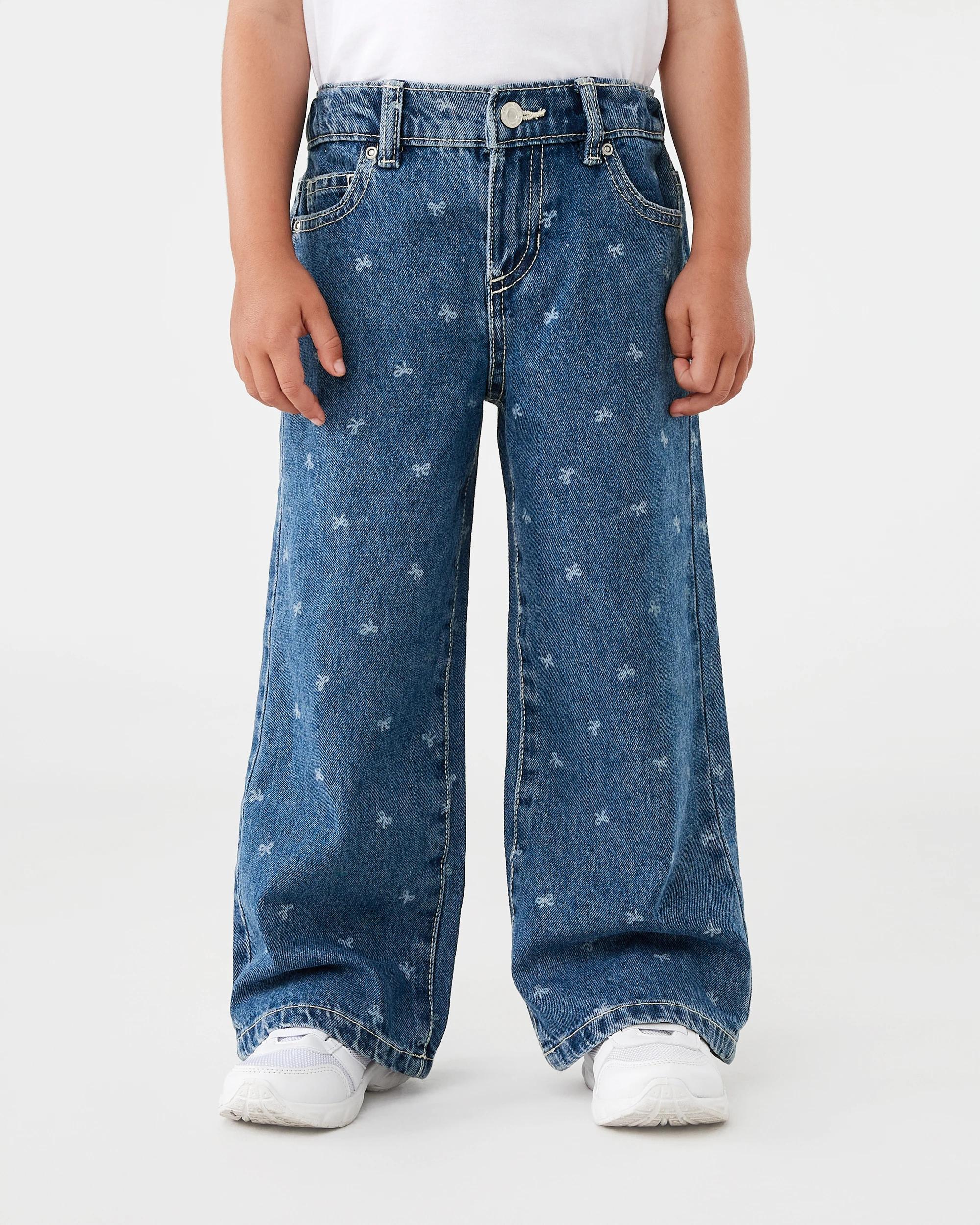 1 Printed Wide Leg Jeans Blu Bow, 1 of 6