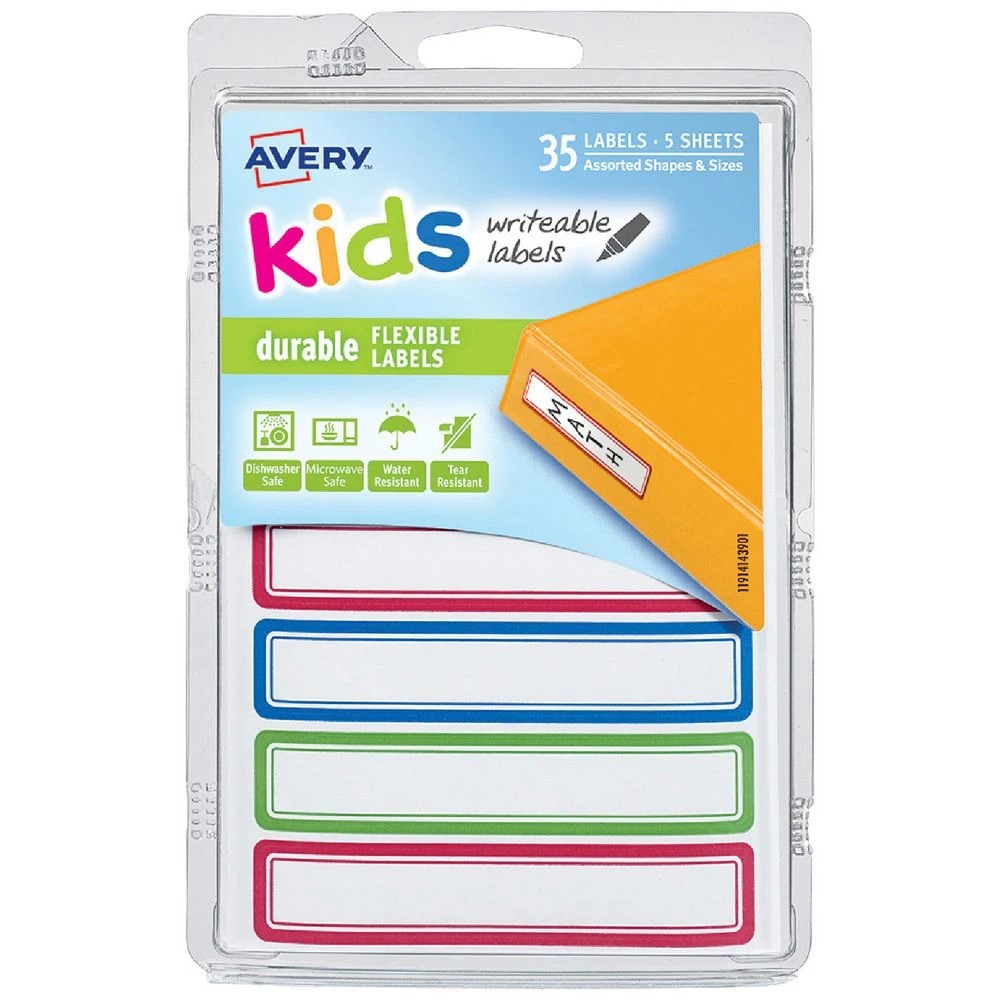 1 Avery Kids Durable Flexible Labels Assorted 35 Pack, 1 of 1