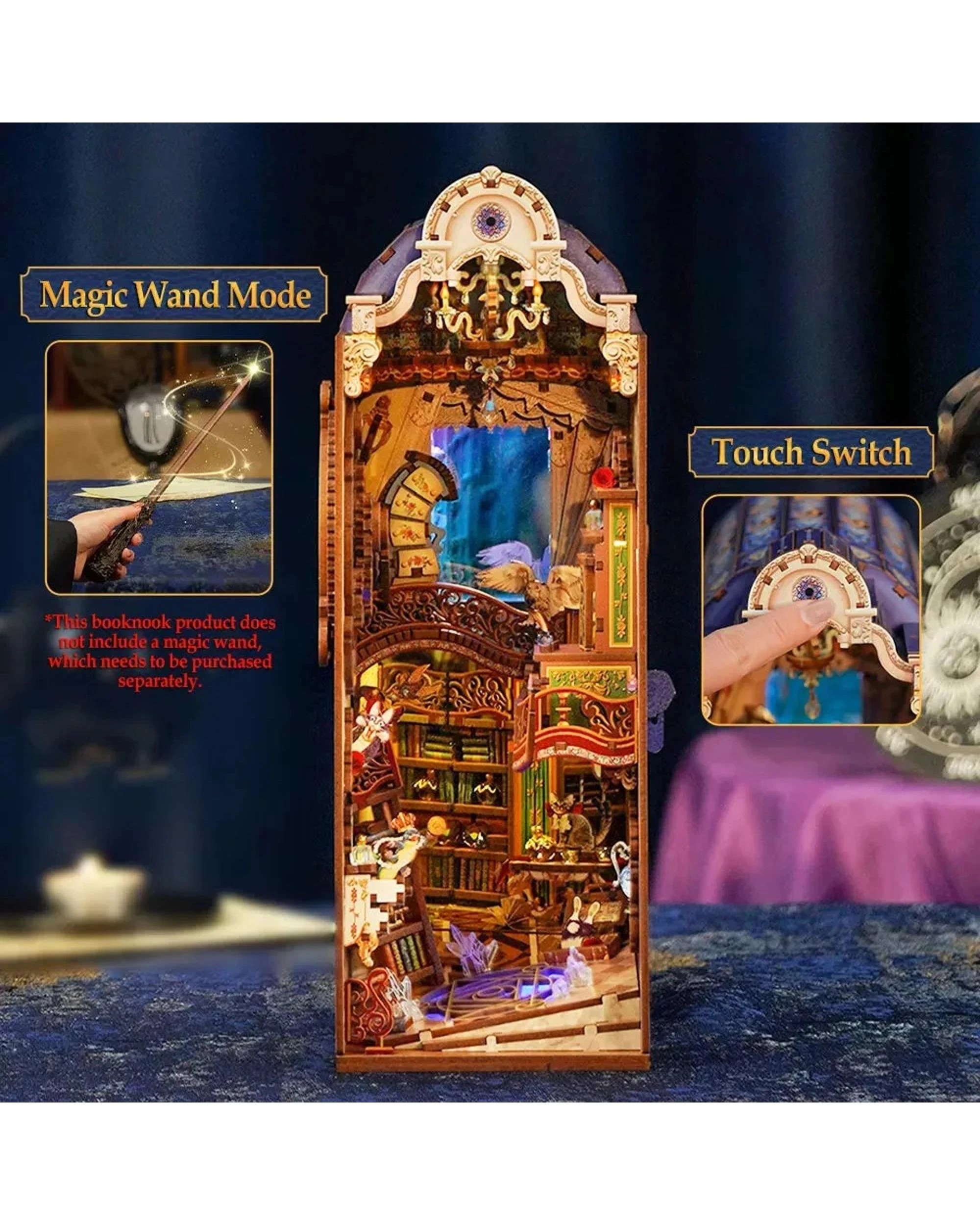 4 Tonecheer 3D Wooden Puzzle DIY Book Nook Kit - Magical Library, 4 of 10