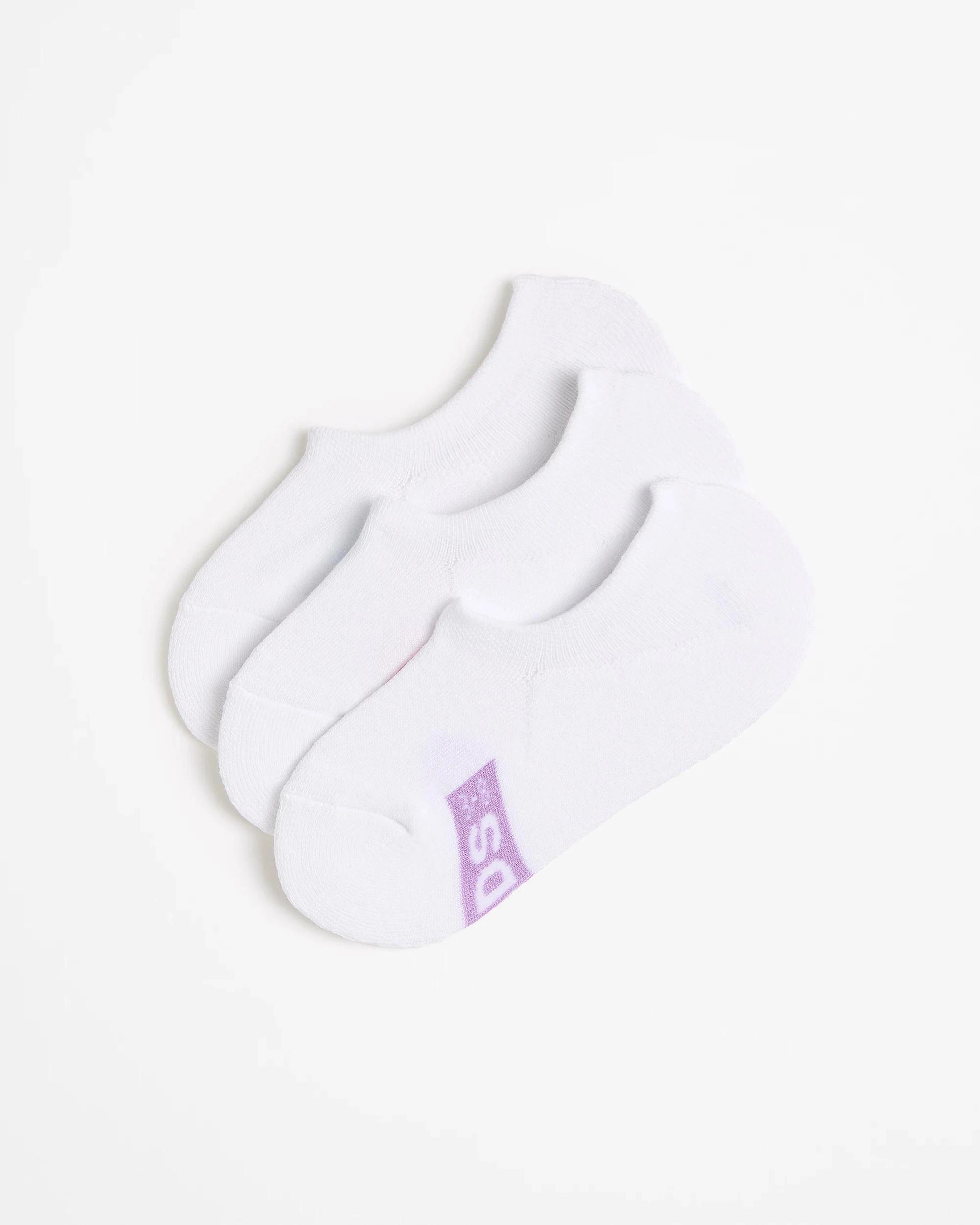 1 Women's Cotton Blend Cushioned Sneaker Socks 3 Pack - Bonds WHITE WITH BLUE/PINK/PURPLE, 1 of 3