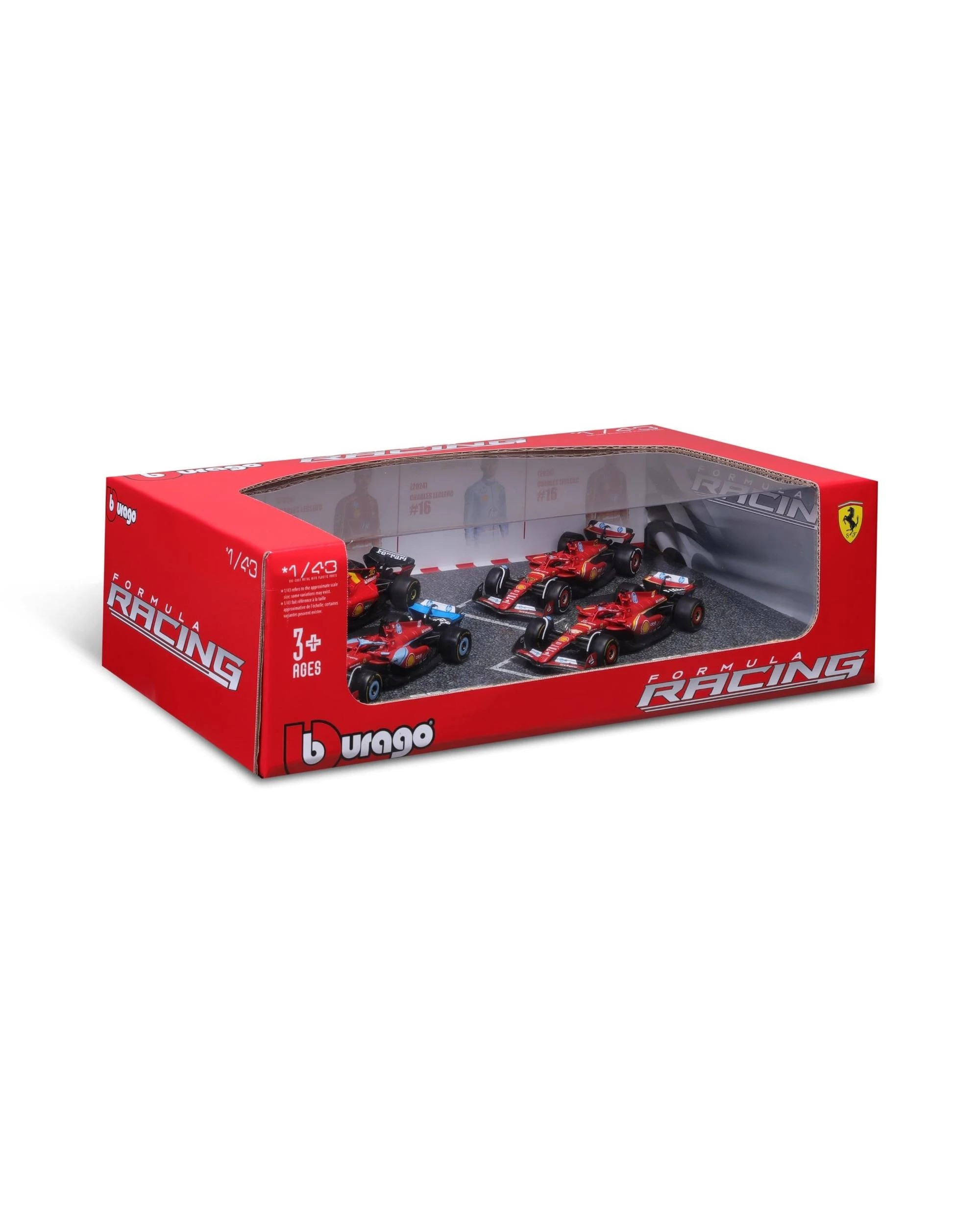 5 Bburago Formula Racing Ferrari SF-23 and SF-24 #16 Leclerc 1:43 Scale Diecast Vehicle 4 Piece Gift Pack, 5 of 6