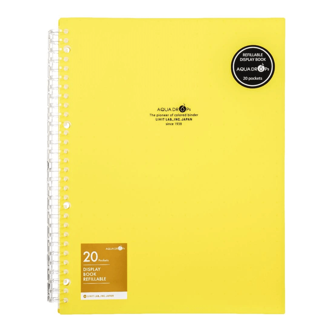 2 Aqua Drops Refillable Display Book A4 20 Pockets Vivid Yellow, 2 of 4