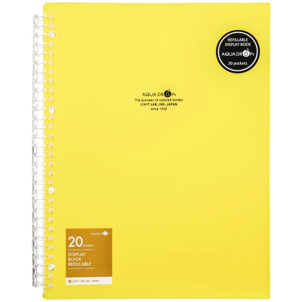 2 Aqua Drops Refillable Display Book A4 20 Pockets Vivid Yellow, 2 of 4