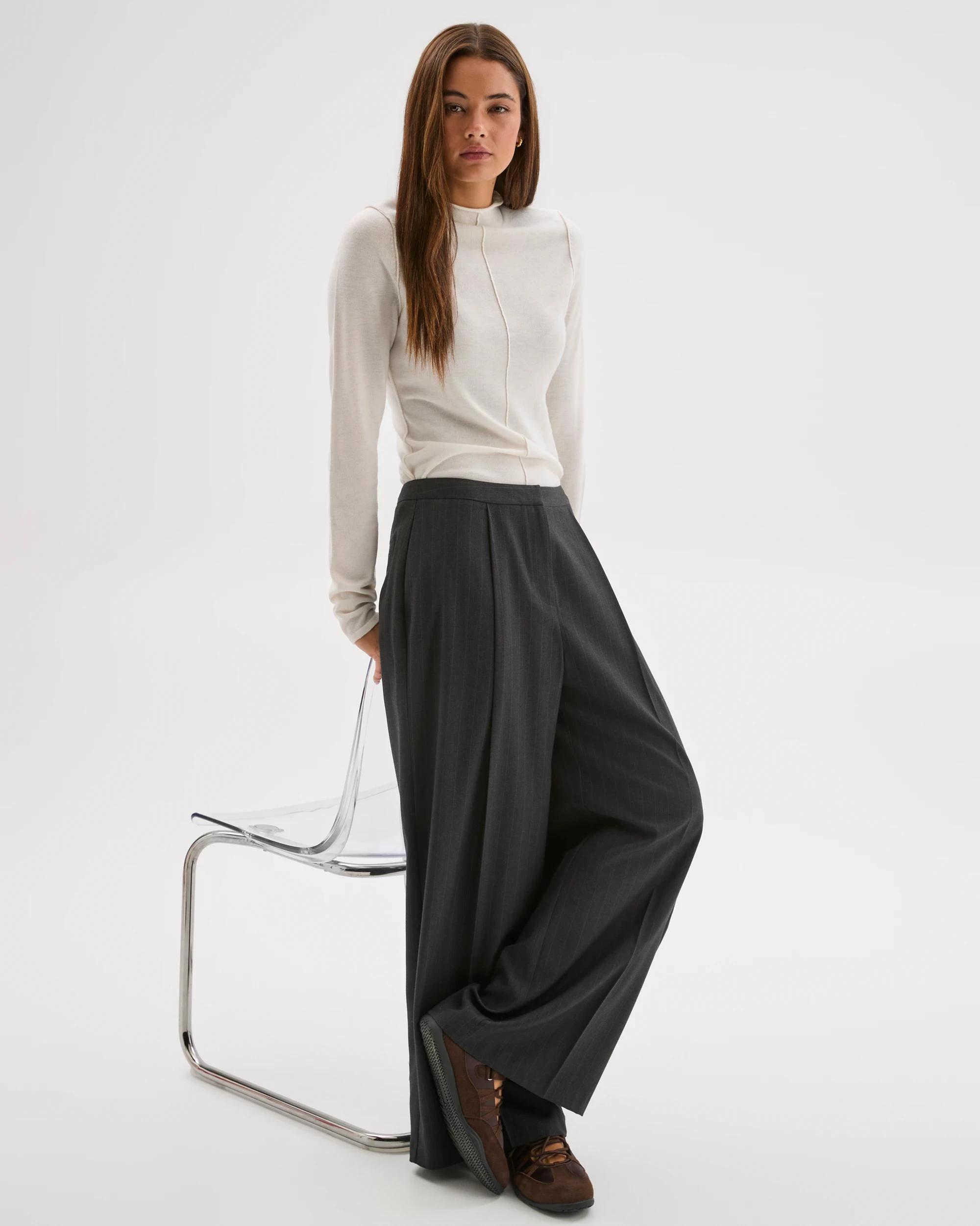 2 Lily Loves Wide Leg Tailored Pants CHARCOAL, 2 of 7