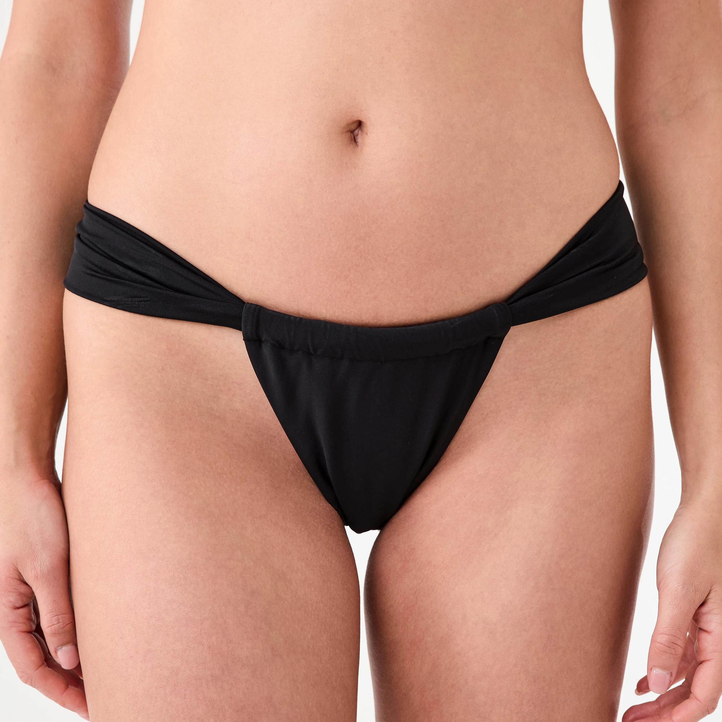 1 Ruched G-String Bikini Briefs BLACK, 1 of 4