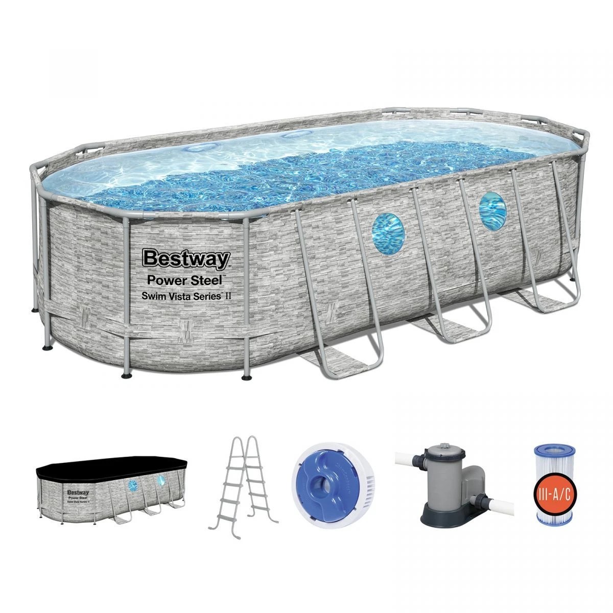 1 Bestway Steel Frame Above Ground Swimming Pool Filter Pump 5.49 x 2.74 x 1.22M, 1 of 6