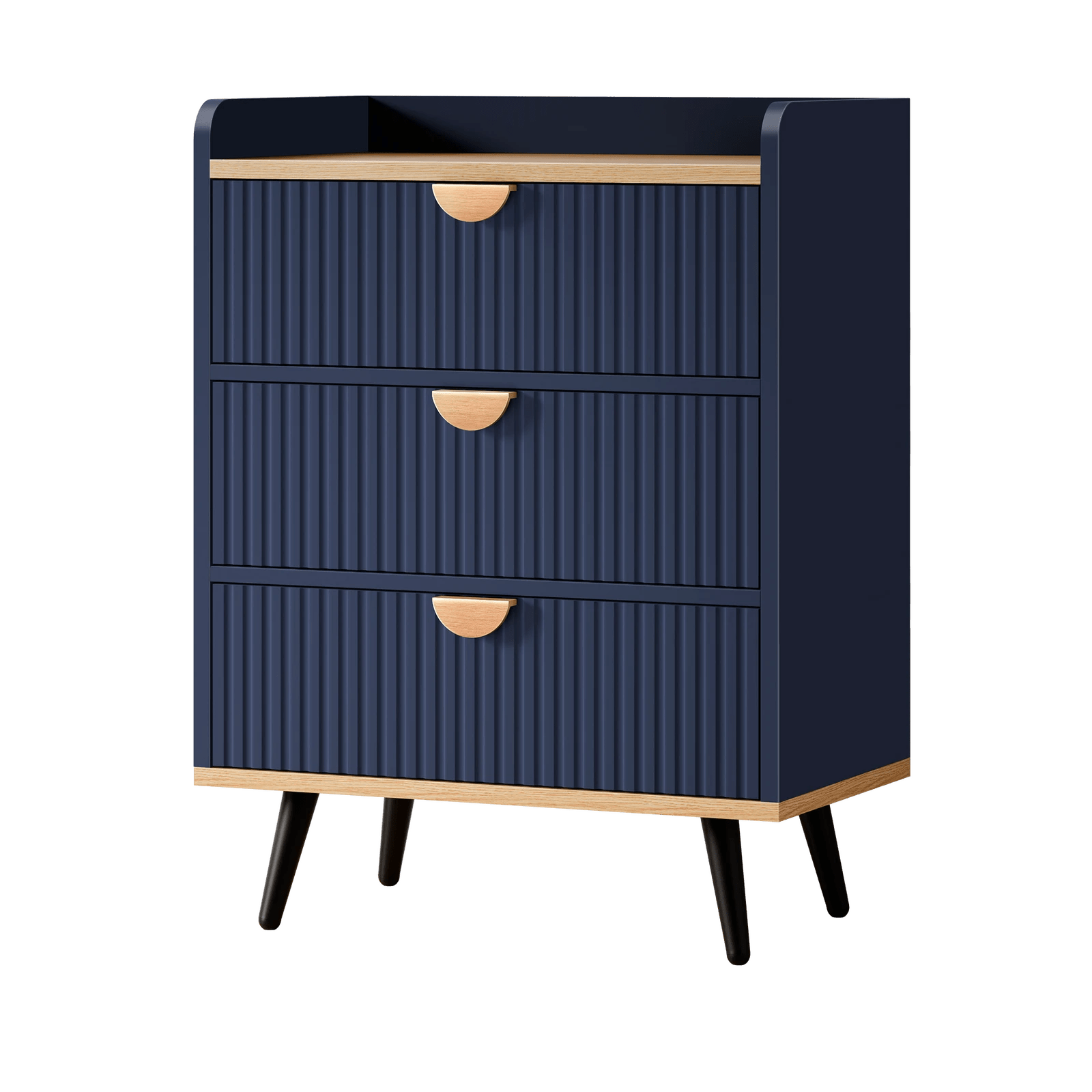 1 Alfordson 3 Chest of Drawers Modern Storage Cabinet Dresser Blue - Blue, 1 of 10