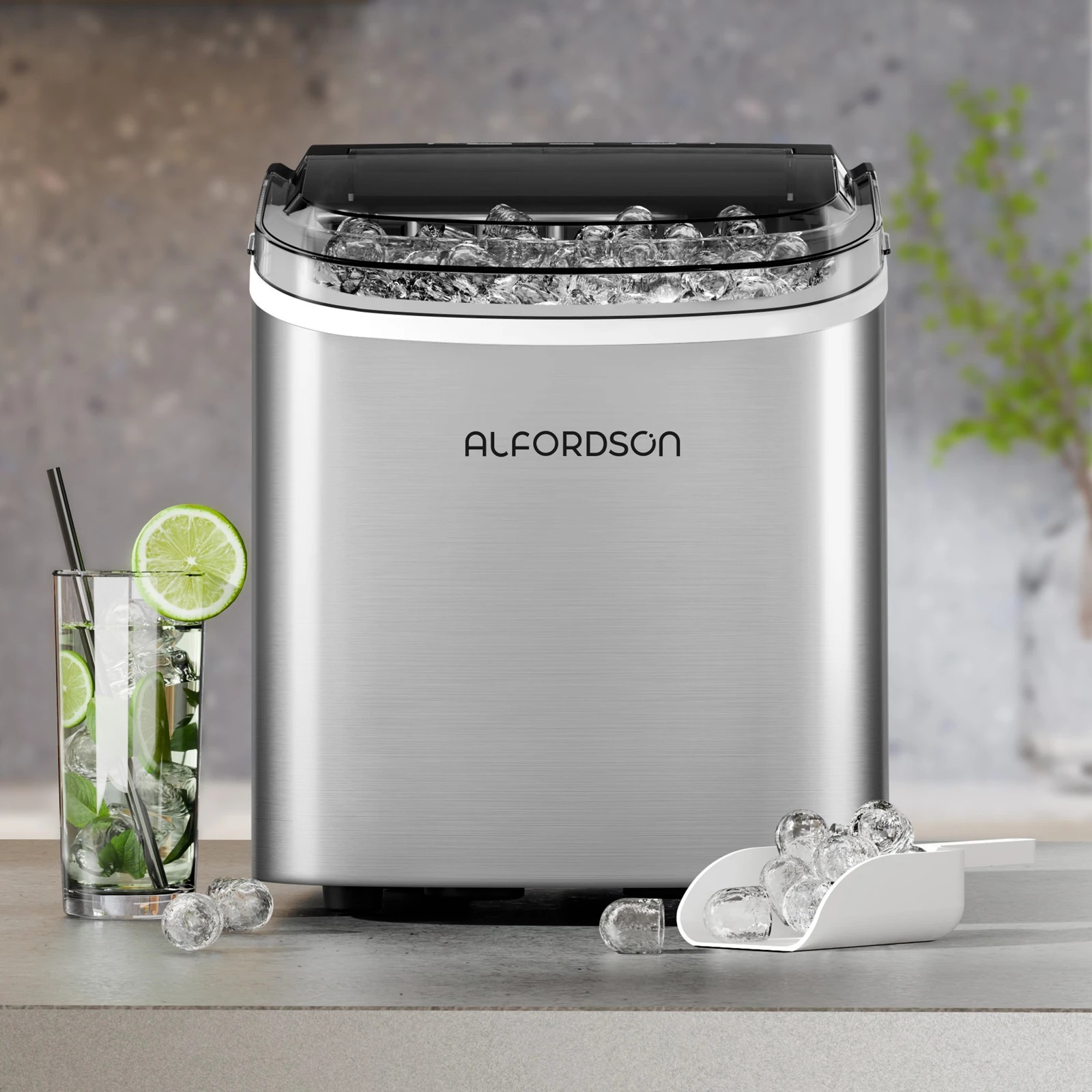 3 Alfordson Ice Maker Portable Machine Bar Countertop 12kg Ice Cube Tray - Silver, 3 of 10