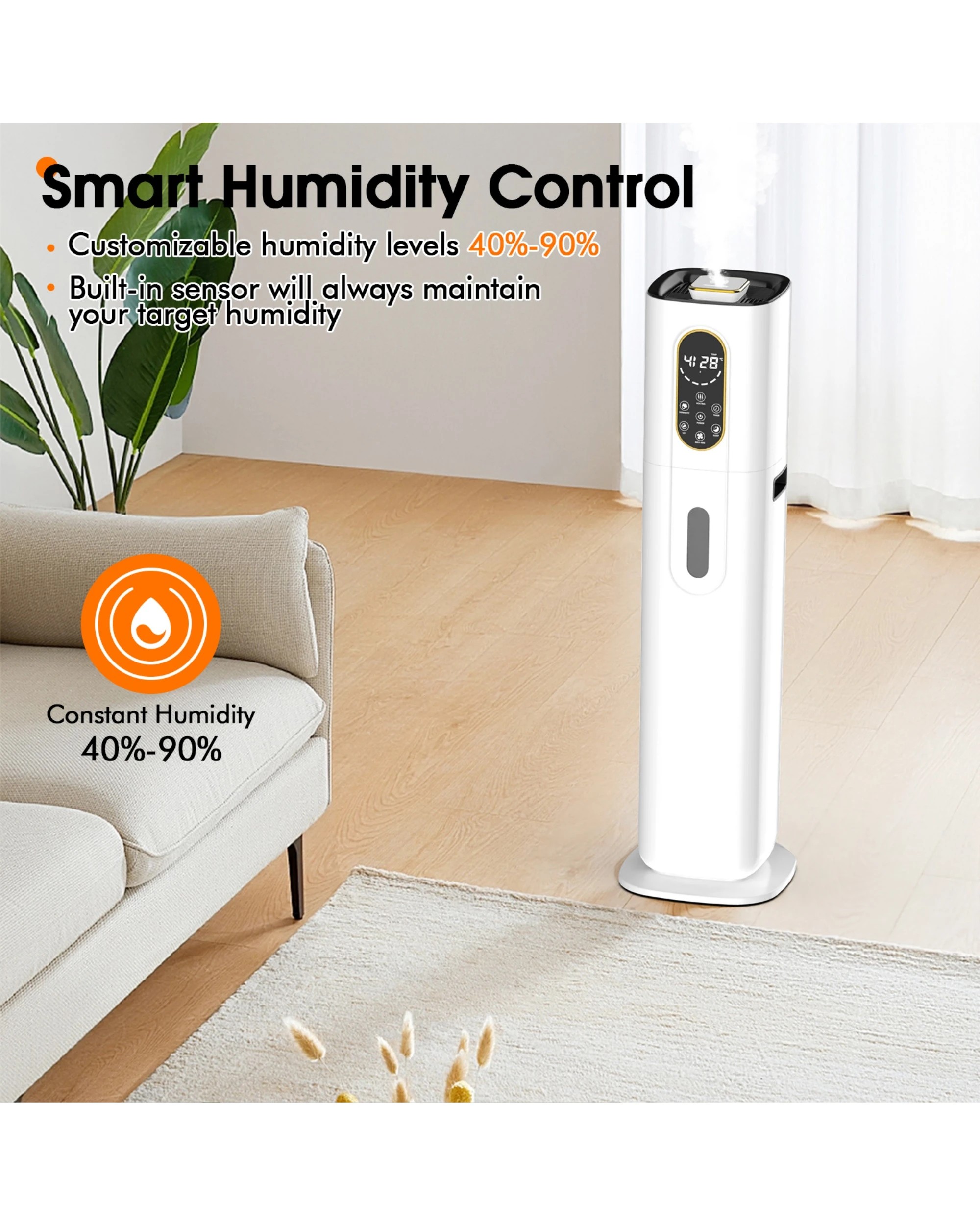 2 Advwin 10l Ultrasonic Large Humidifier Whole House, Cool & Warm Mist Humidifier For Office Workshop, Greenhouse, 2 of 8