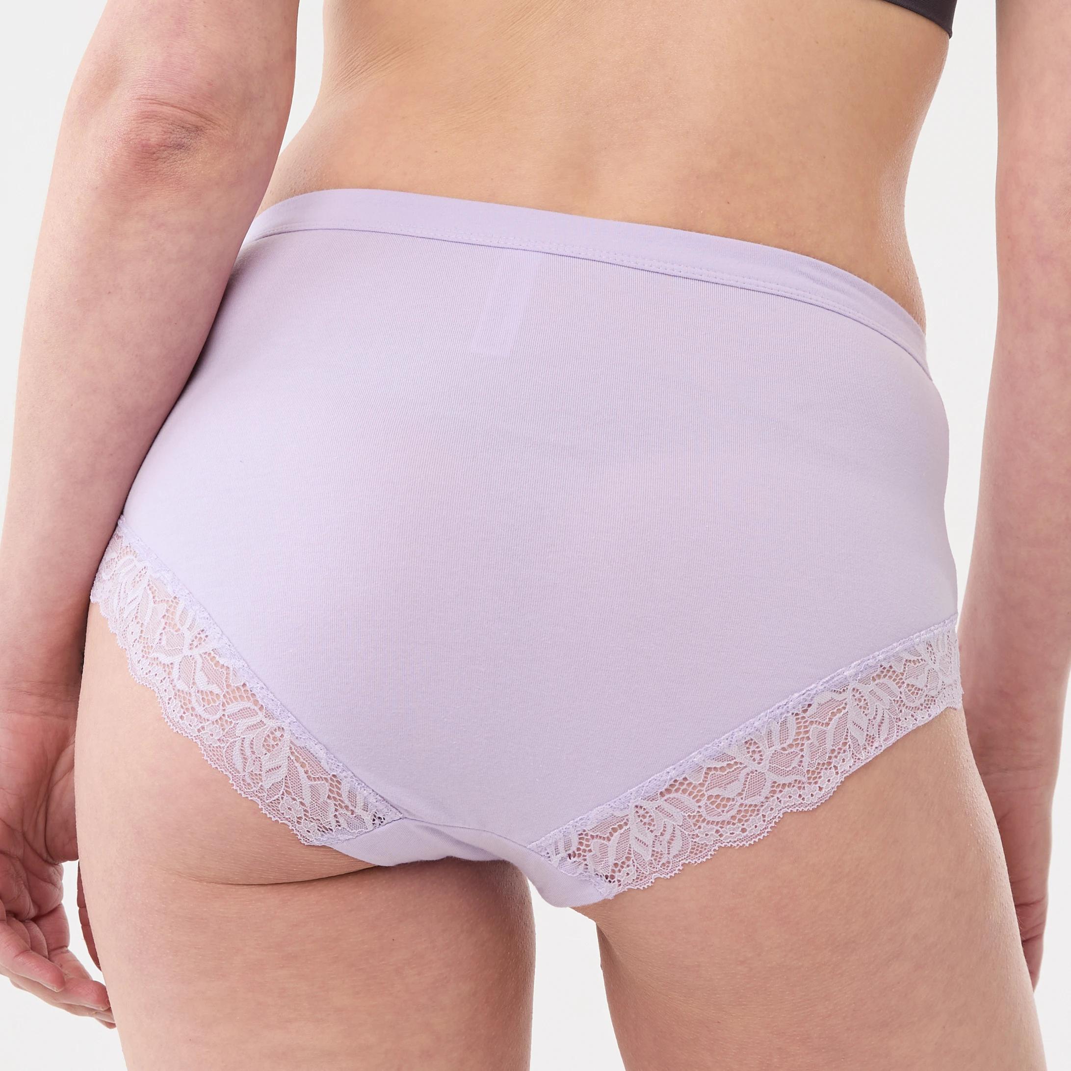 7 3 Pack Lace Trim Cotton Full Briefs BRIGHT LAVENDER, CLOUD DANCER, DEEP NAVY, 7 of 8