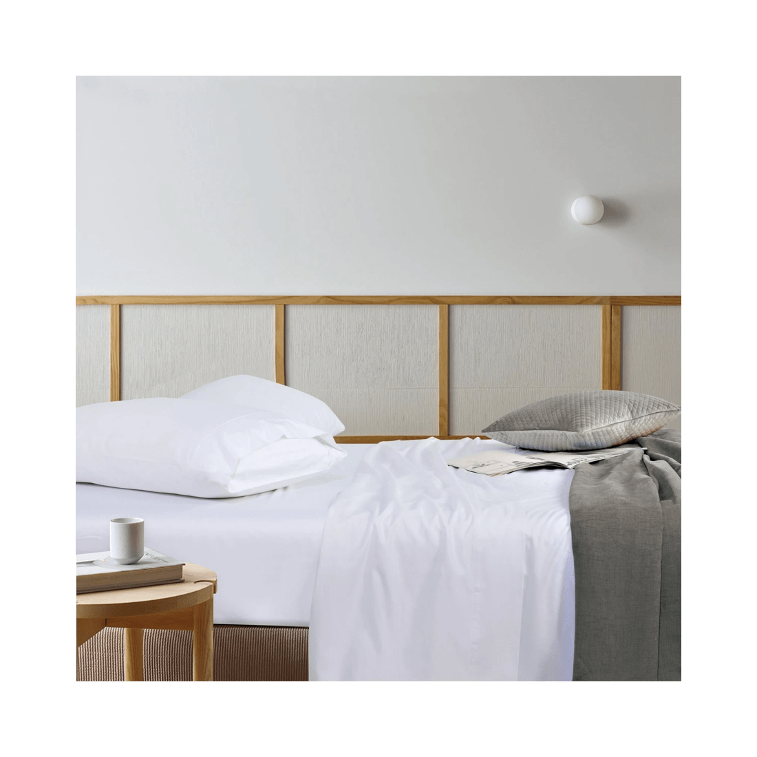 3 Bianca Bedding Rosebank 500TC Bamboo/Cotton Sateen King Sheet Set - Extra Long &amp; Wide Flat - White - White, 3 of 10