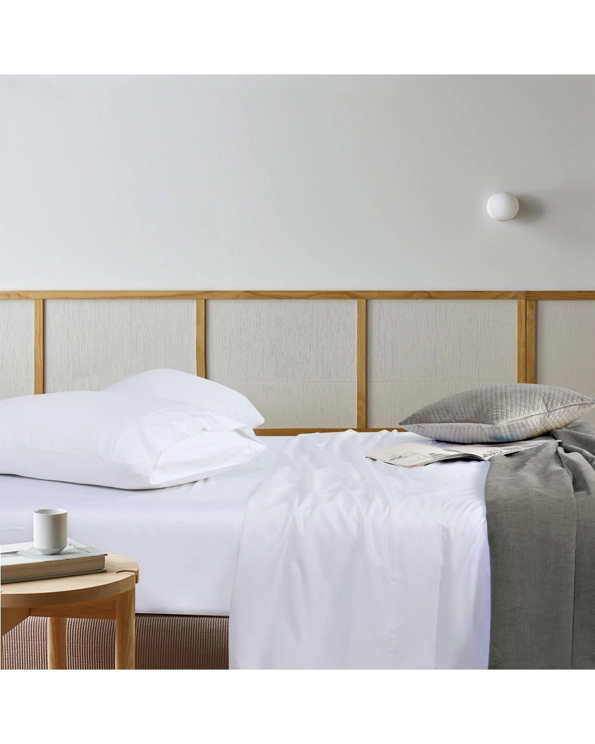 3 Bianca Bedding Rosebank Extra Long Extra Wide Flat 500 Tc Bamboo Cotton Sheet Set - White - Split King, 3 of 10