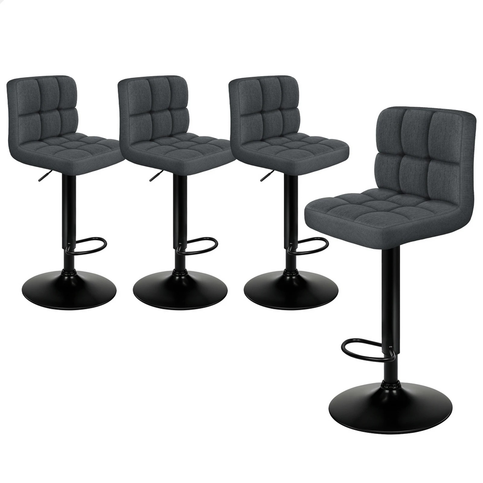 1 Alfordson 4x Bar Stools Ralph Kitchen Swivel Chair Fabric Gas Lift - Grey, 1 of 10