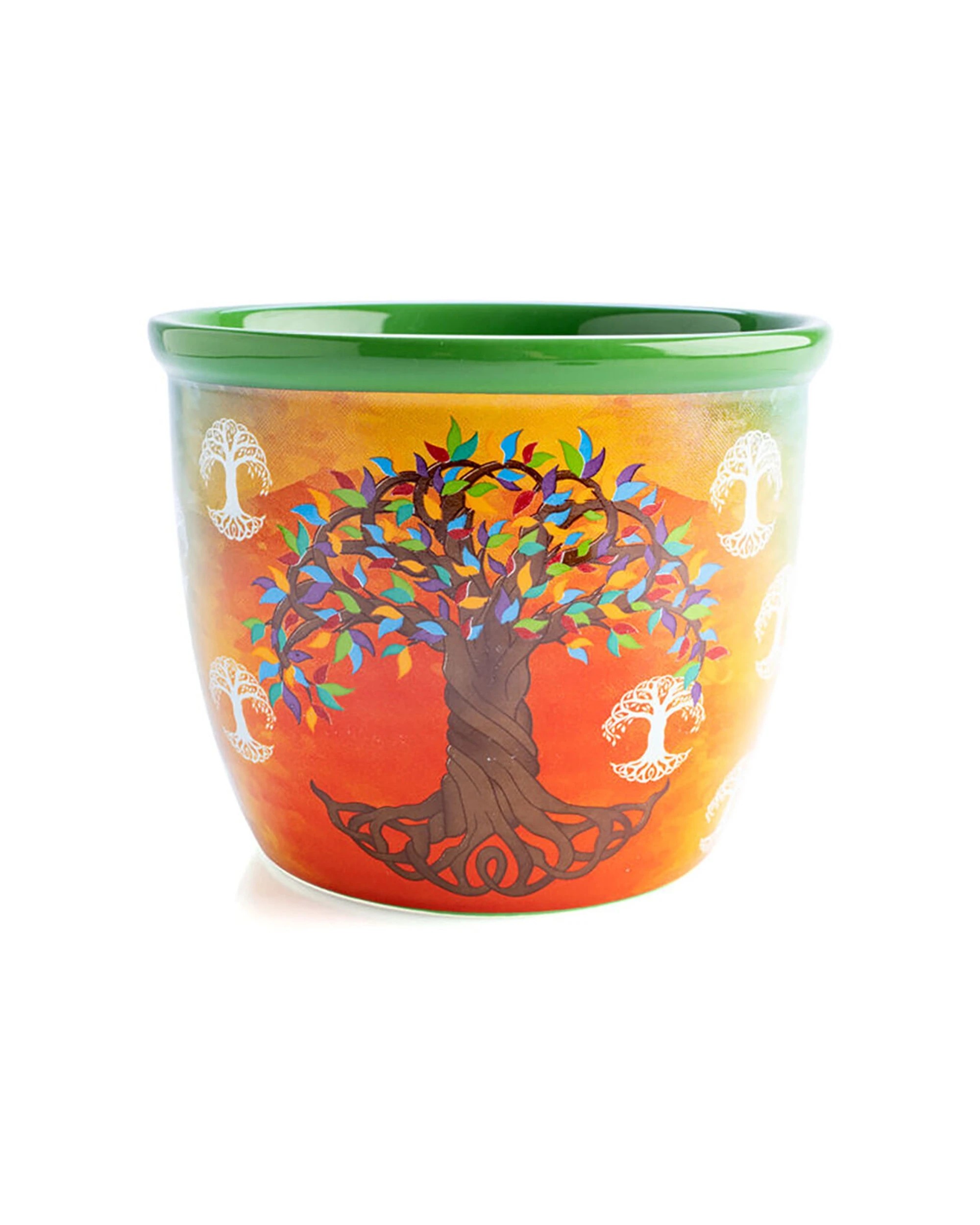 1 MDI Smudge Bowl Sage & Incense Burner Ceramic Tree Of Life 12.5x10.5cm - Orange, 1 of 5