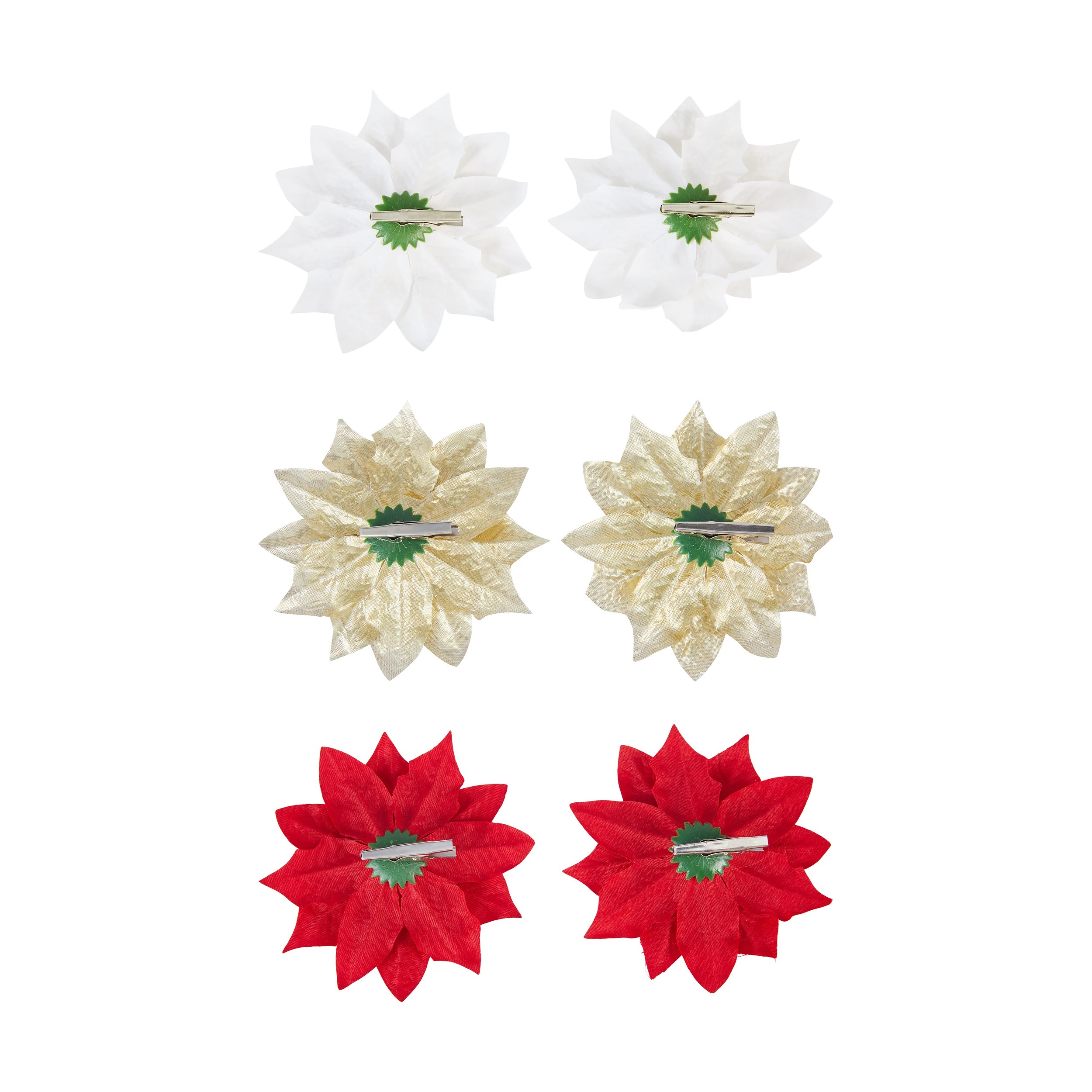 3 2 Pack Poinsettia Clips - Assorted, 3 of 3