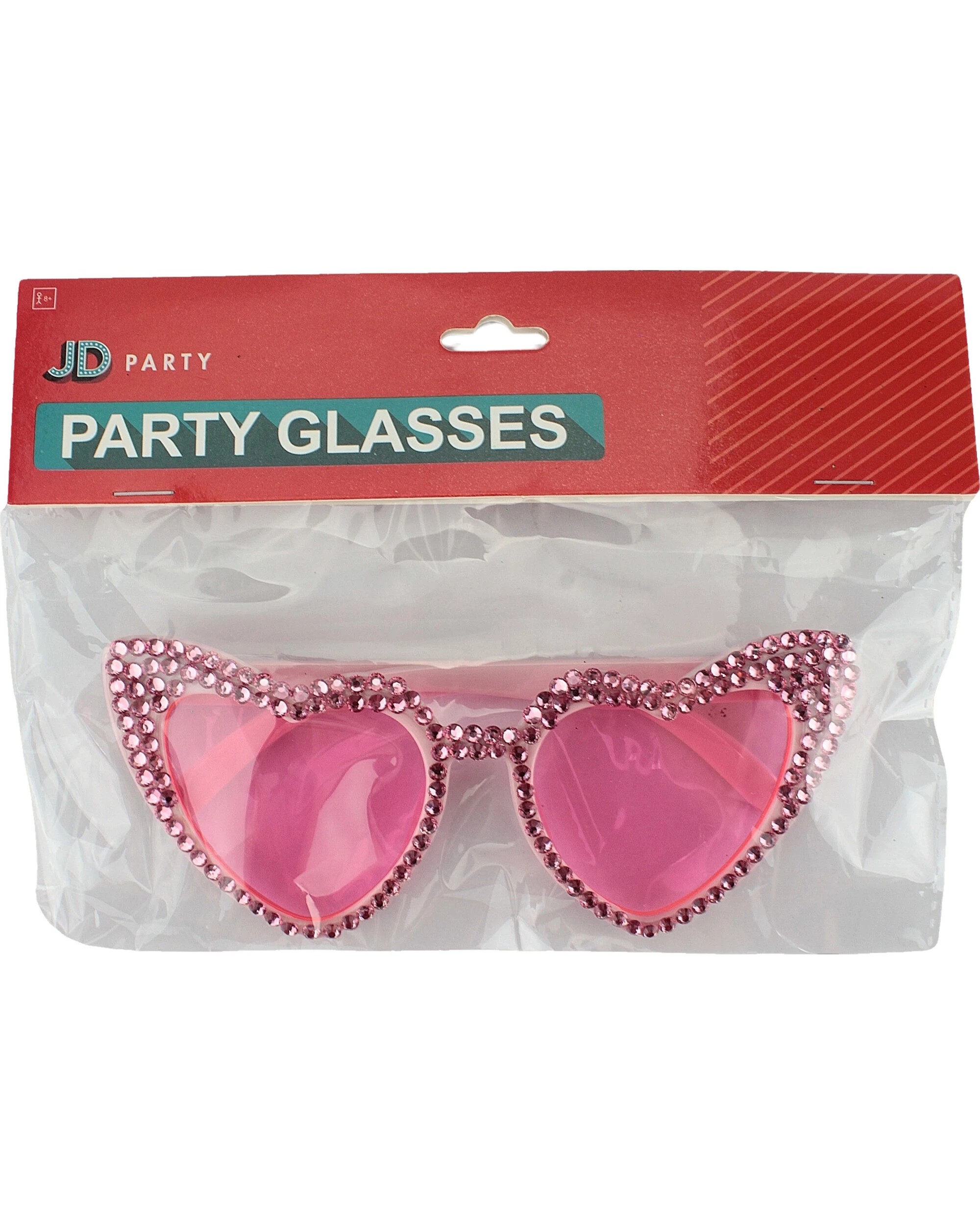 3 Partyrama Pink Diamante Heart Party Glasses - Pink, 3 of 3