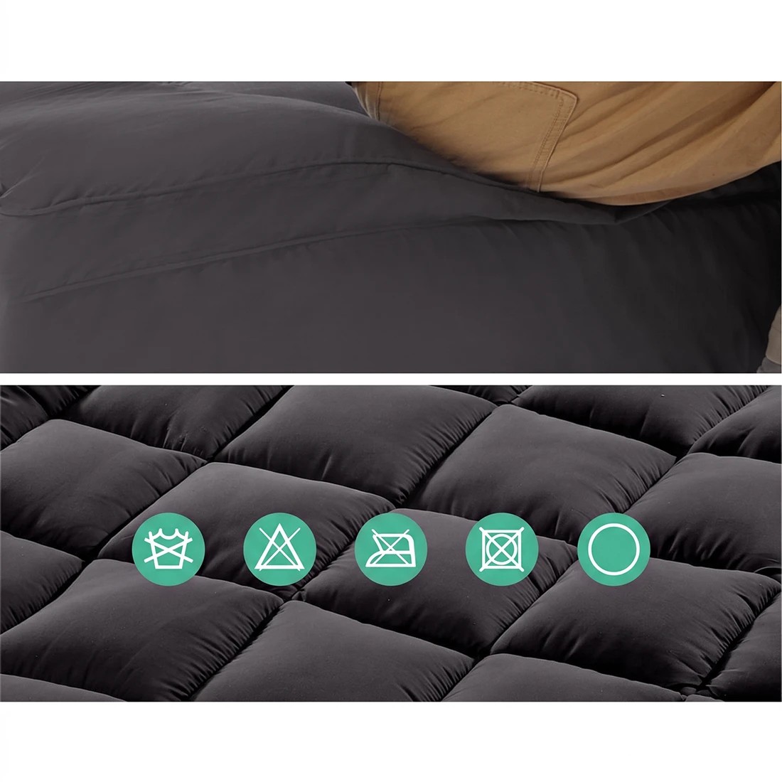 3 Giselle Bedding Bamboo Filling Pillowtop Topper 1000GSM 5cm Thick - Double Bed - Charcoal, 3 of 6