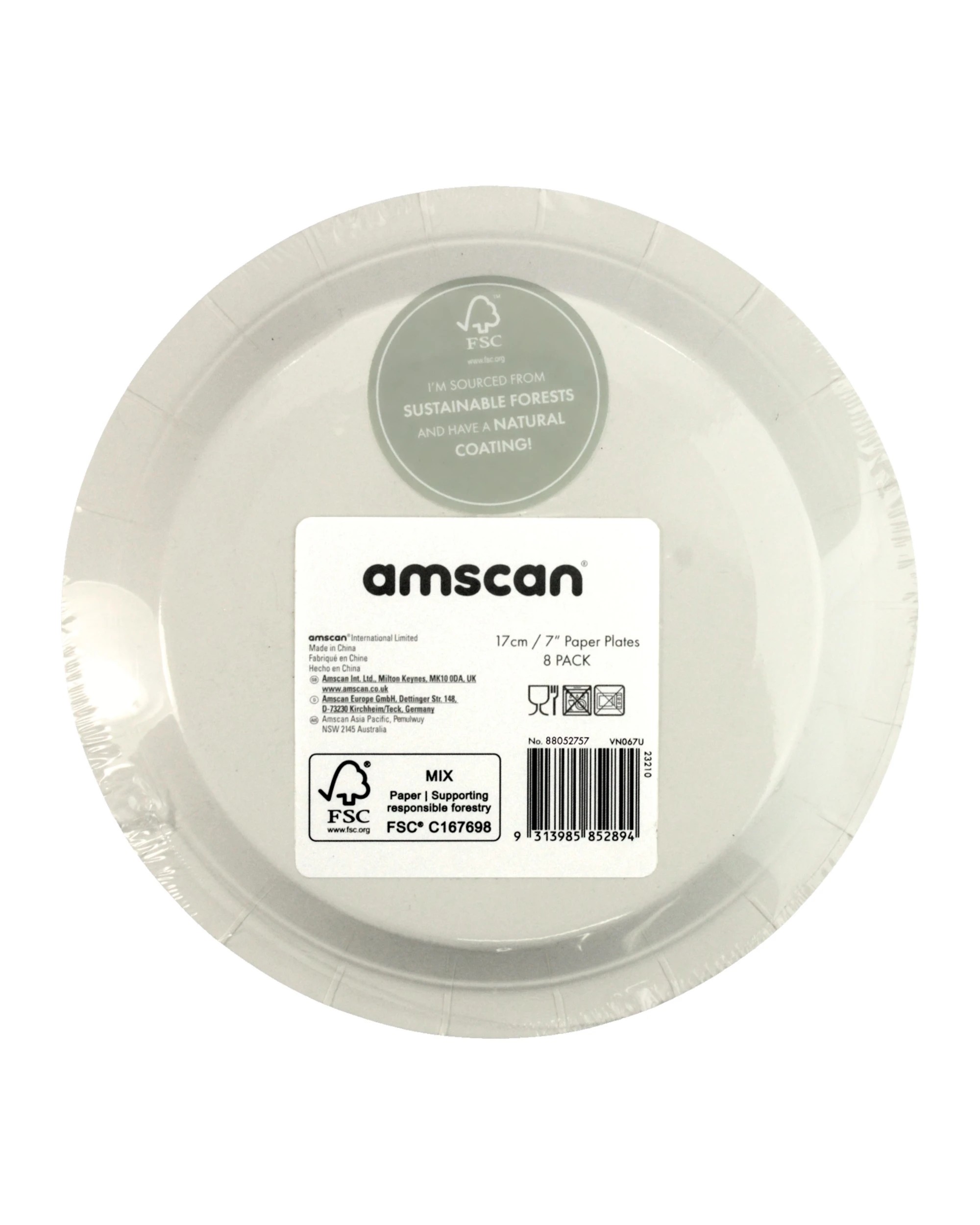 3 Amscan Gingham Small Paper Plates Pack of 8 - Pastel Blue - Pastel Blue, White, 3 of 3