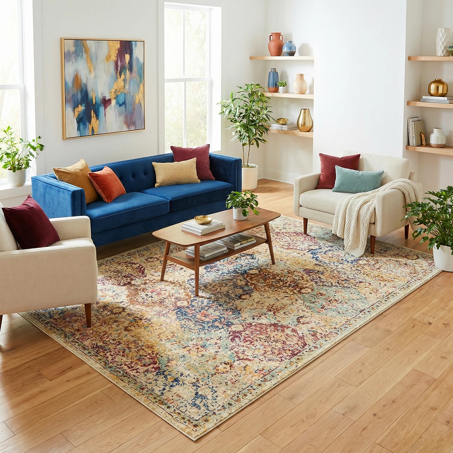 1 Common Ground Rugs Isadora 259 400x300cm - Extra Extra Large Power Loomed Pet Friendly Floor Rug - Natural, 1 of 7