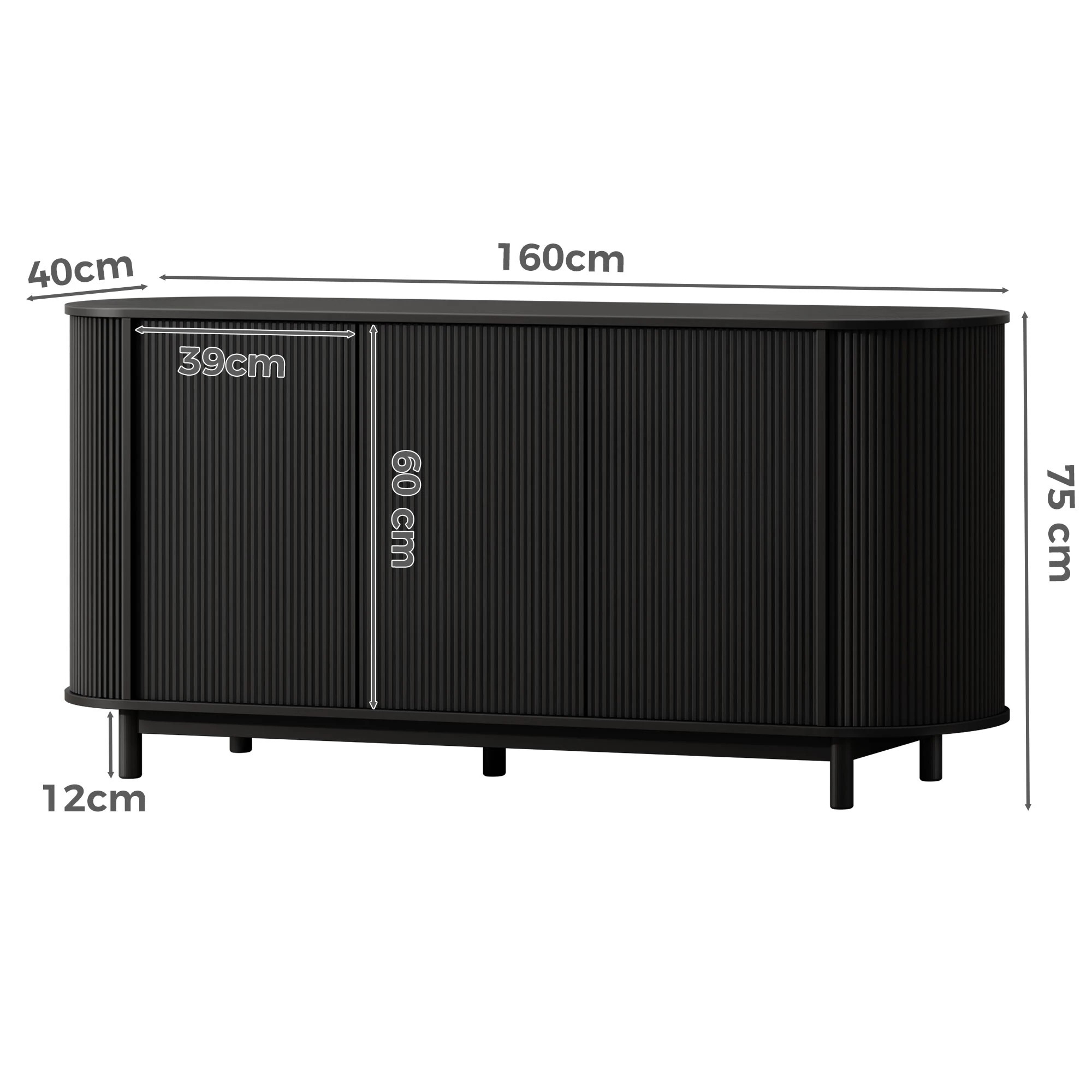 8 Alfordson Buffet Sideboard Cabinet Storage 3 Doors - Black, 8 of 10