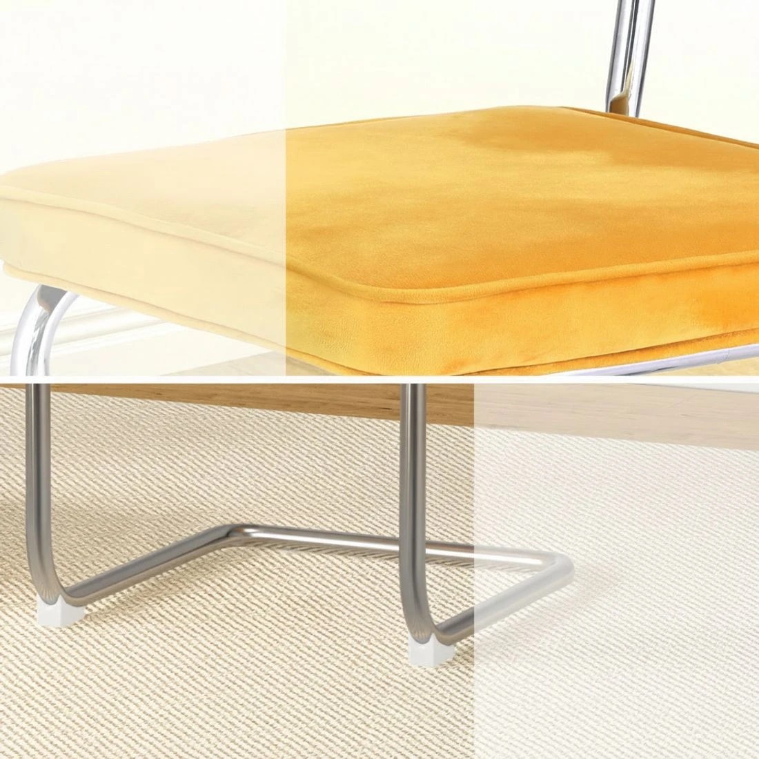 5 Artiss Dining Chairs Set of 2 Rattan Cantilever - Yellow, 5 of 5