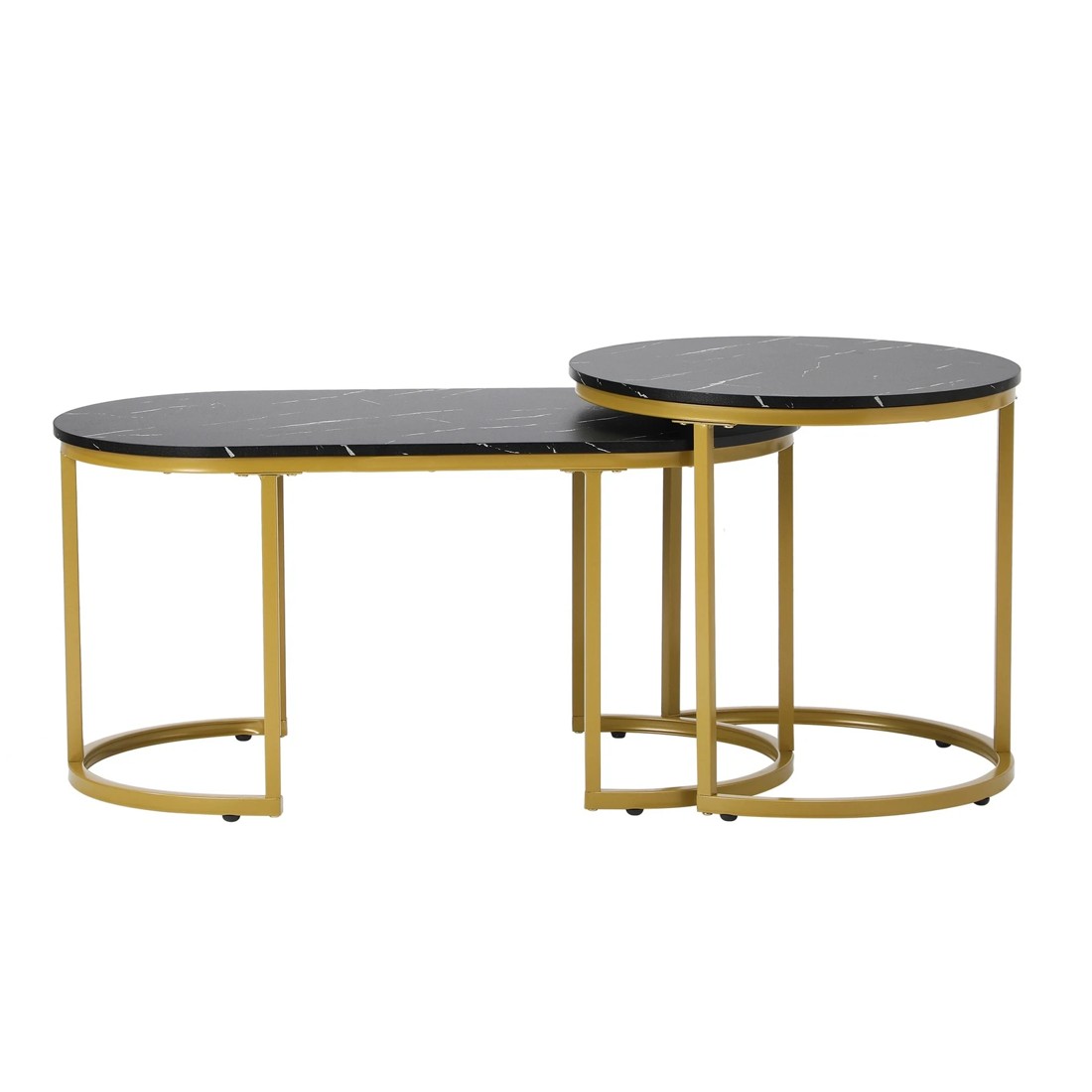 5 Oikiture Coffee Table Set Of 2 Nesting Side End Tables Marble Effect
 - Black, 5 of 9