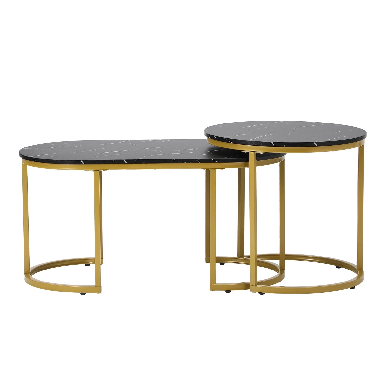 5 Oikiture Coffee Table Set Of 2 Nesting Side End Tables Marble Effect
 - Black, 5 of 9