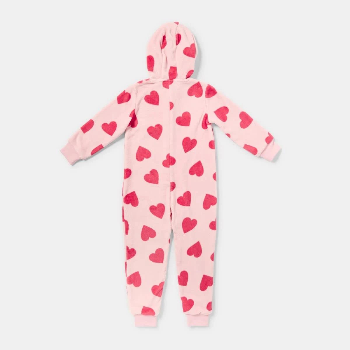 6 Novelty Fluffy All-In-One Sleepsuit Pnk Hearts, 6 of 8
