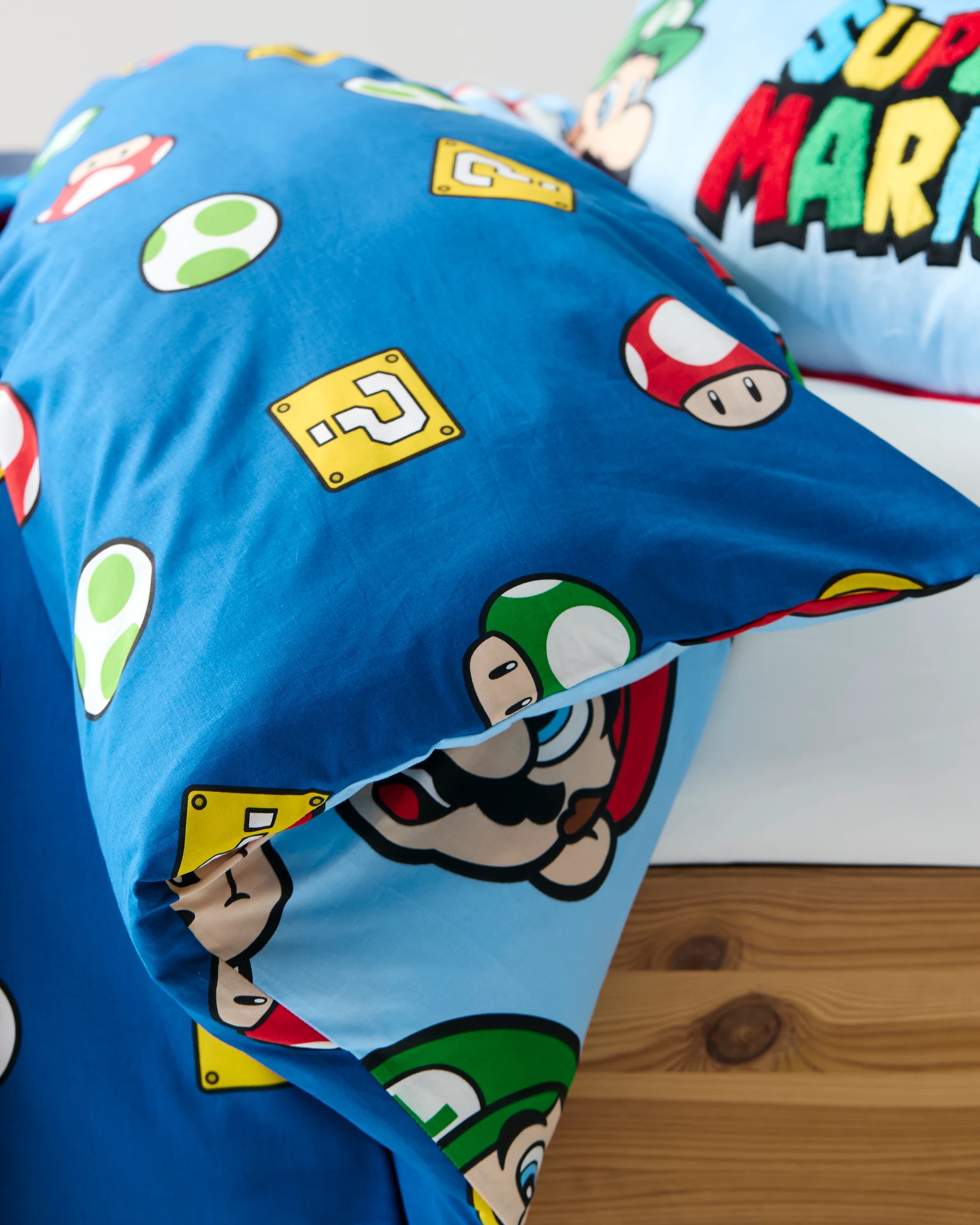4 Super Mario Cotton Kids Quilt Cover Set - Queen Bed - Blue, 4 of 10