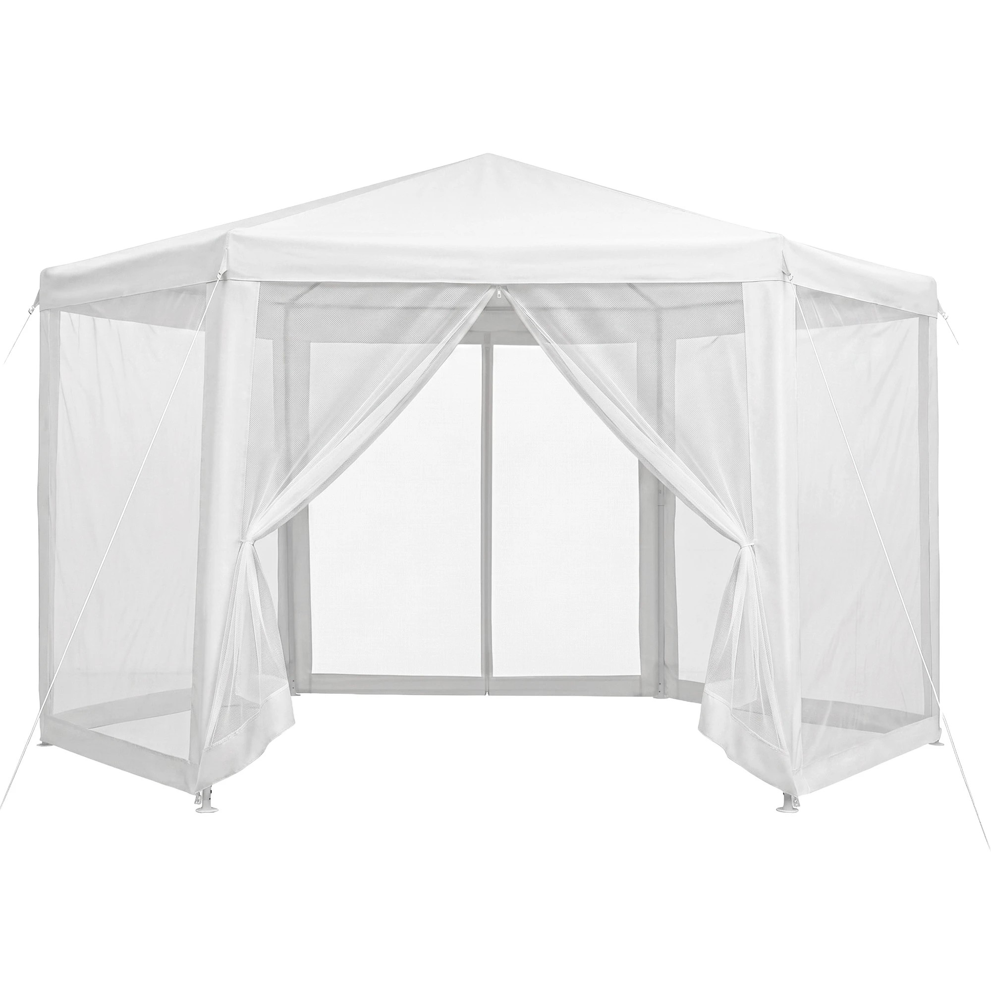 1 Instahut Gazebo Hexagonal Garden Marquee Net Canopy Tent Outdoor - White, 1 of 8