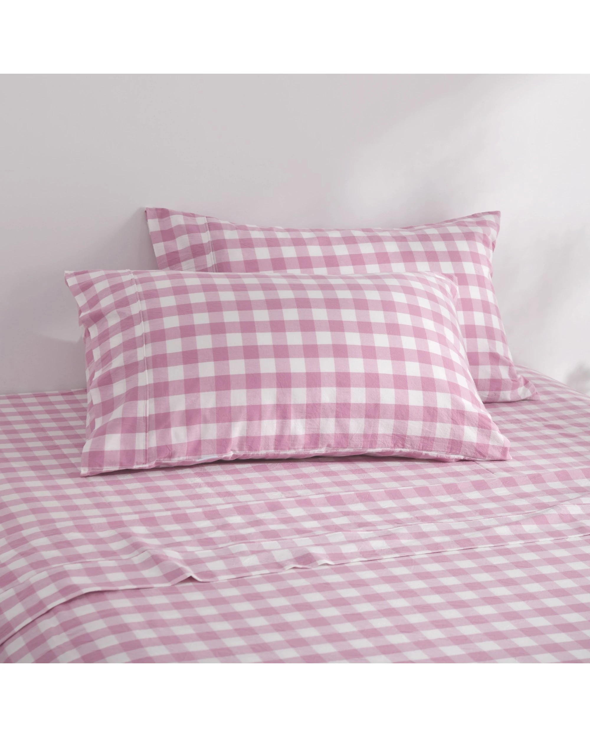 1 Dreamaker Twin Pack Lola Yarn Dyed Washed Cotton Gingham Standard Pillowcase - Pearl Pink, 1 of 6