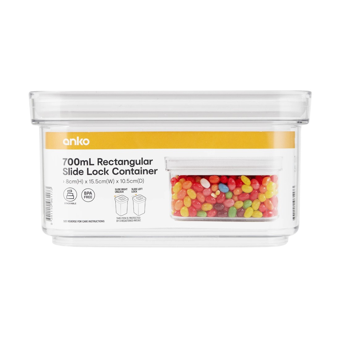 4 700ml Rectangular Slide Lock Container, 4 of 4