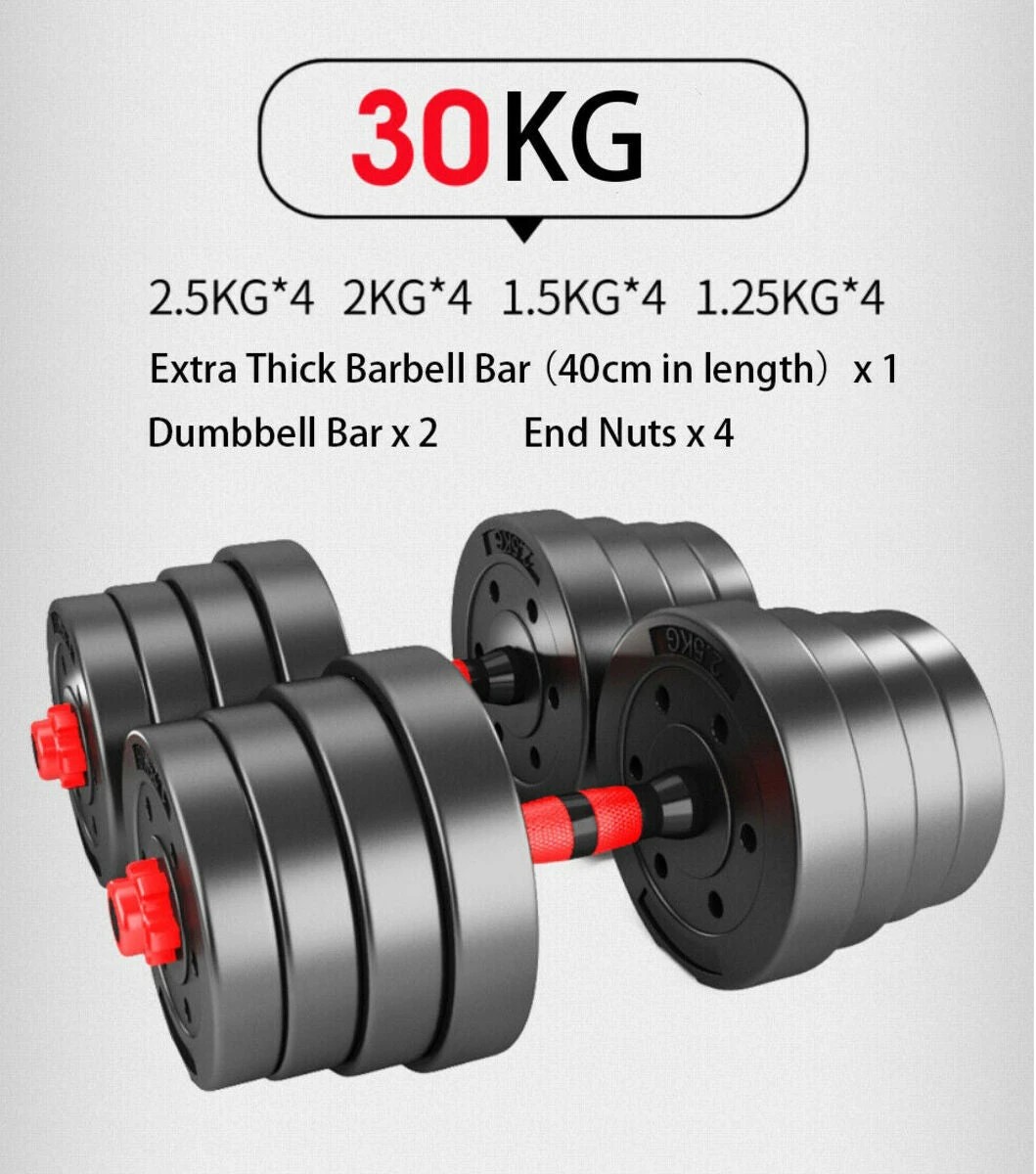 3 Fitness Master 30kg Adjustable Dumbbell Set Barbell Home Gym Workout, 3 of 9