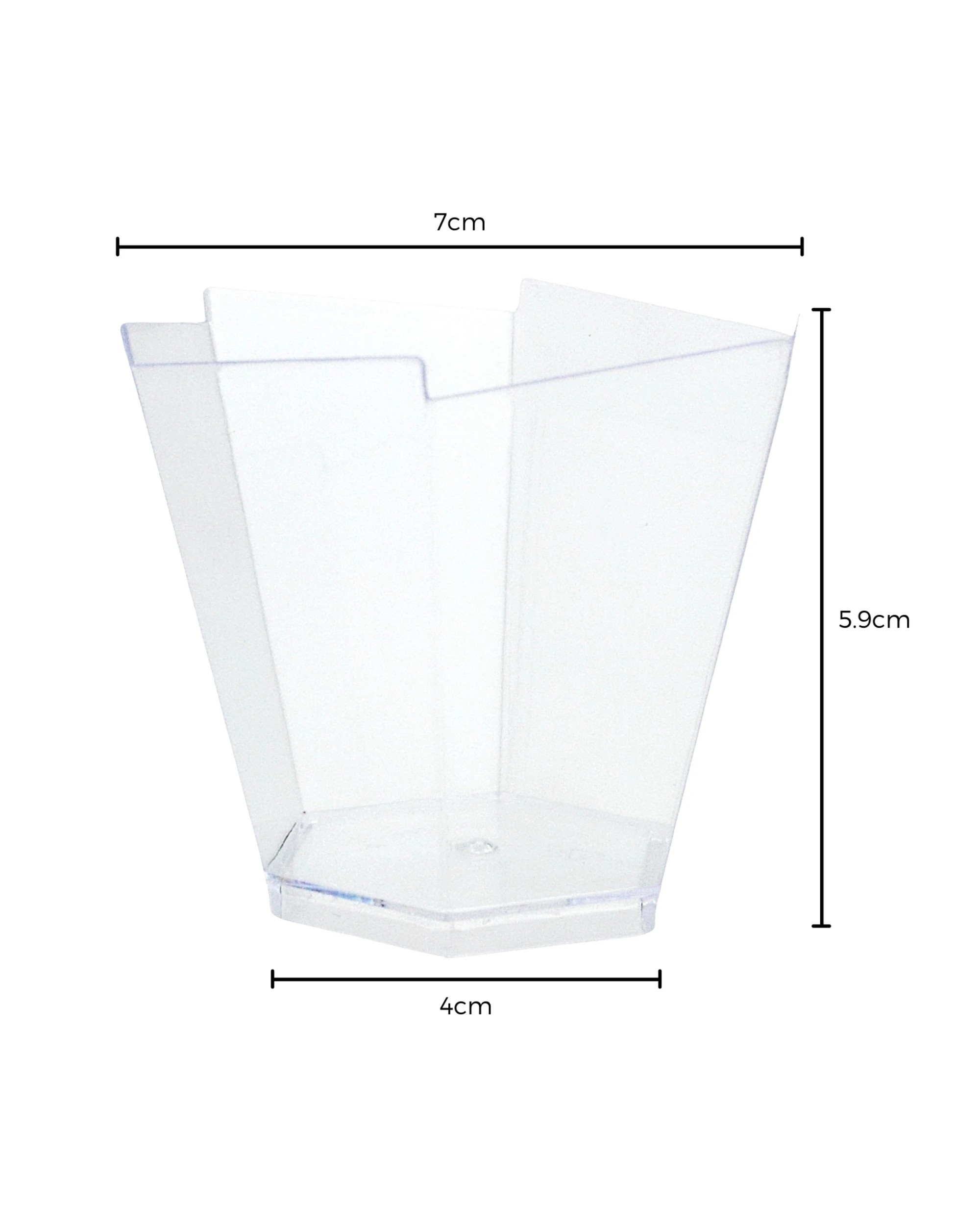 3 Partyware Mini Plastic Hexagon Dessert Cups 120ml Pack of 10 - Clear, 3 of 3