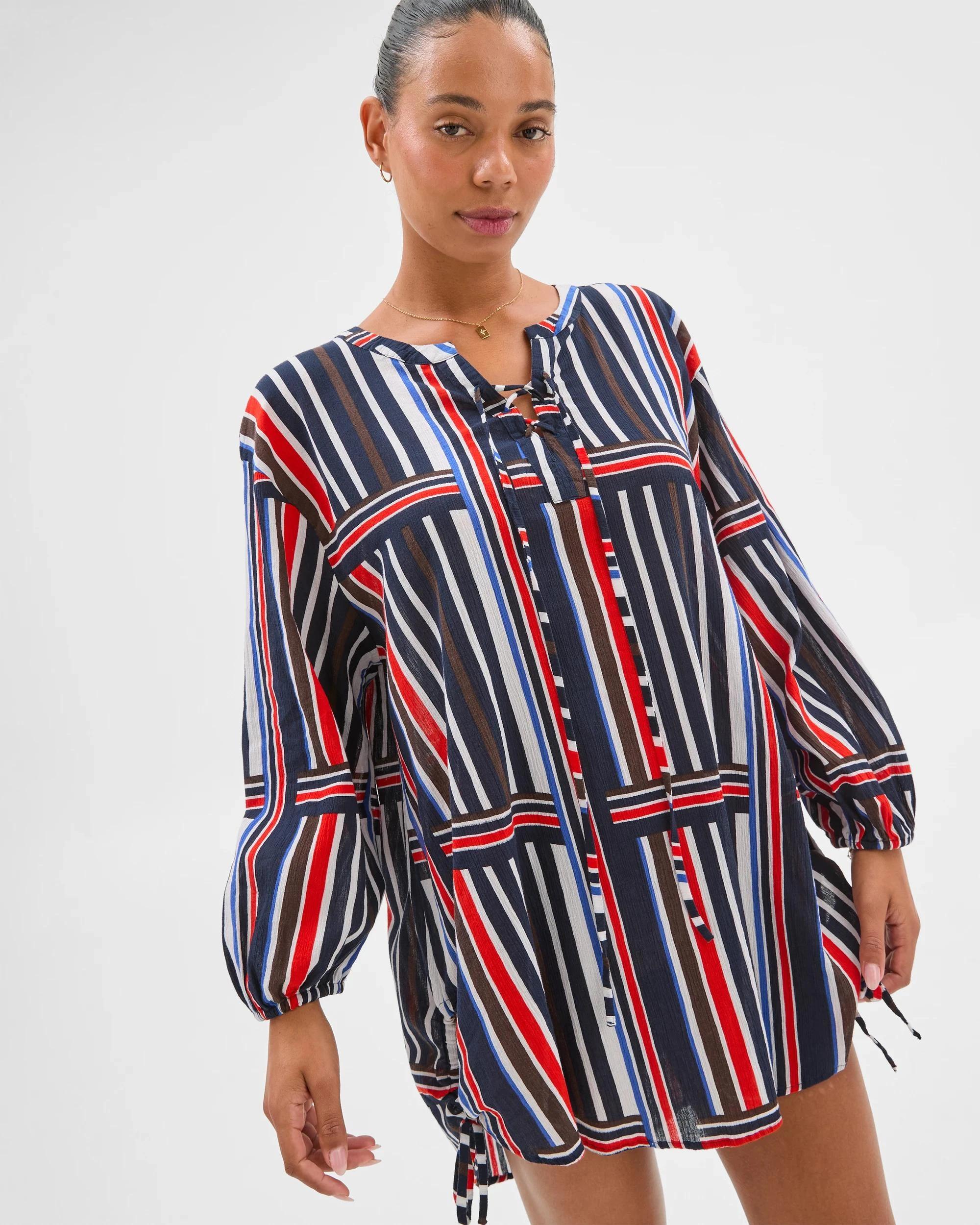 1 Target Resort Lace Up Beach Tunic STRIPE, 1 of 5