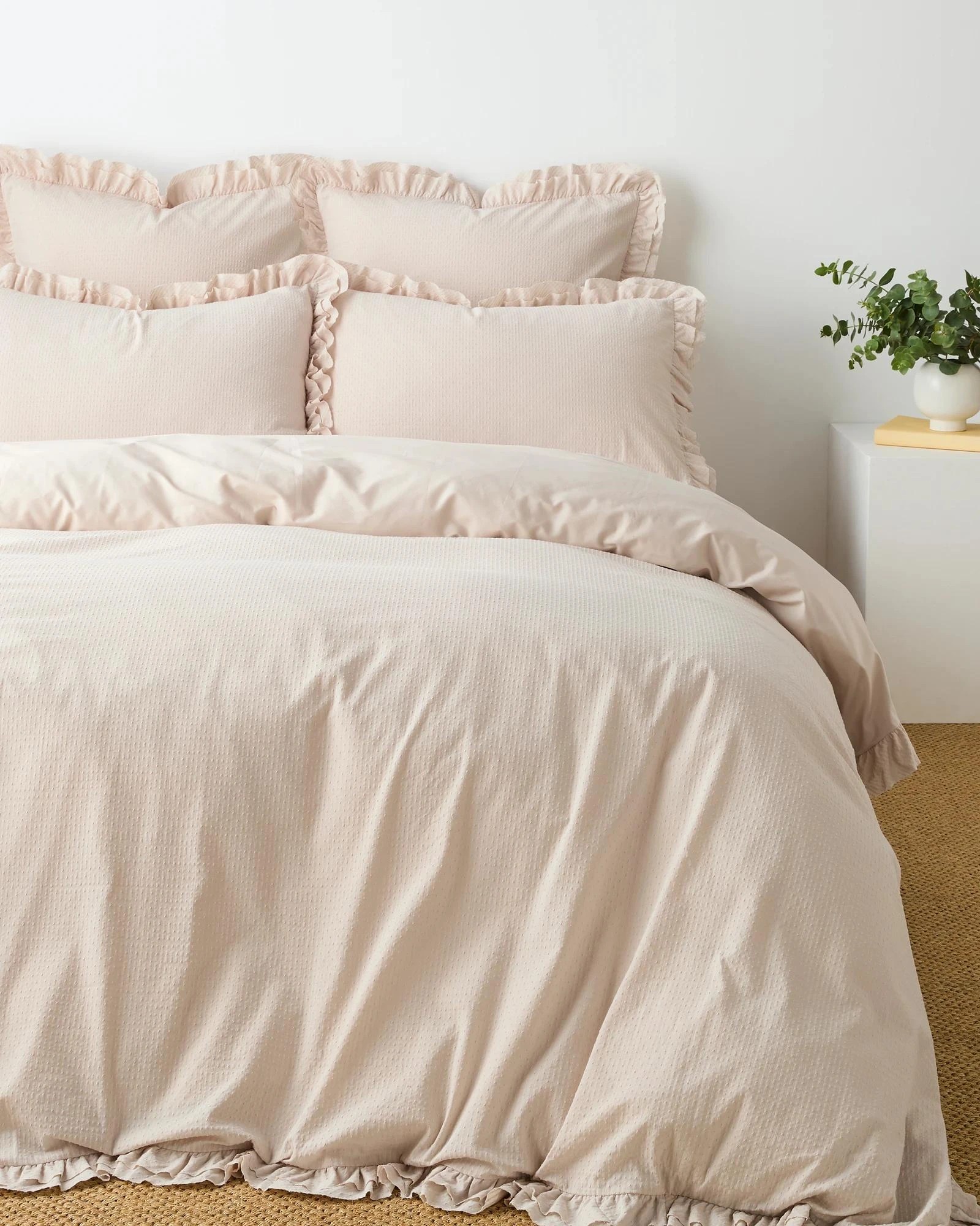 1 Target Australian Cotton Celine Jacquard Double Ruffle Quilt Cover Set - Queen Bed - Natural, 1 of 3