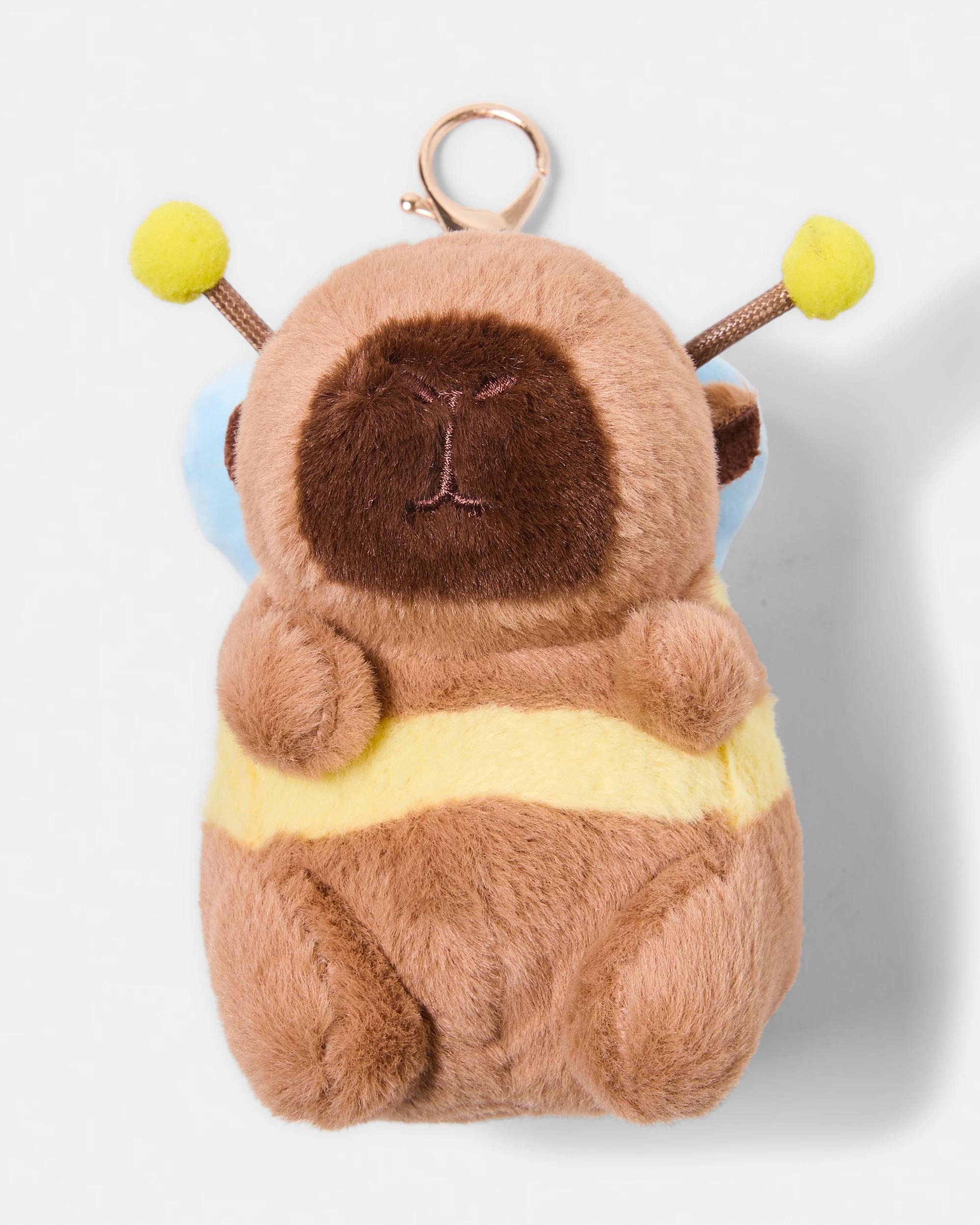1 Bee Capybara Charm Keyring - Brown and Gold Tone Brown, 1 of 3