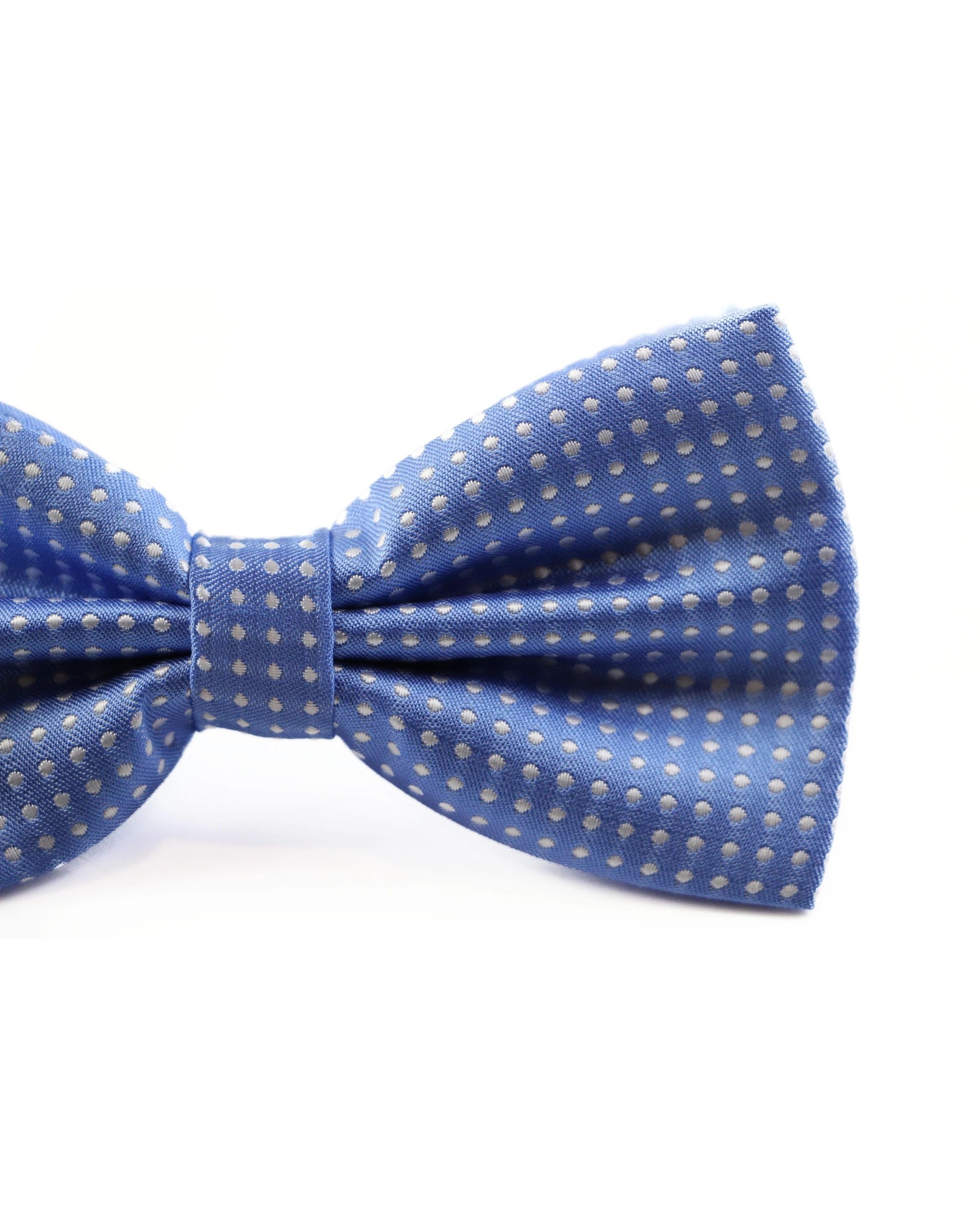 2 Zasel Mens Cornflower Plain Coloured Bow Tie With White Polka Dots - Multi, 2 of 3