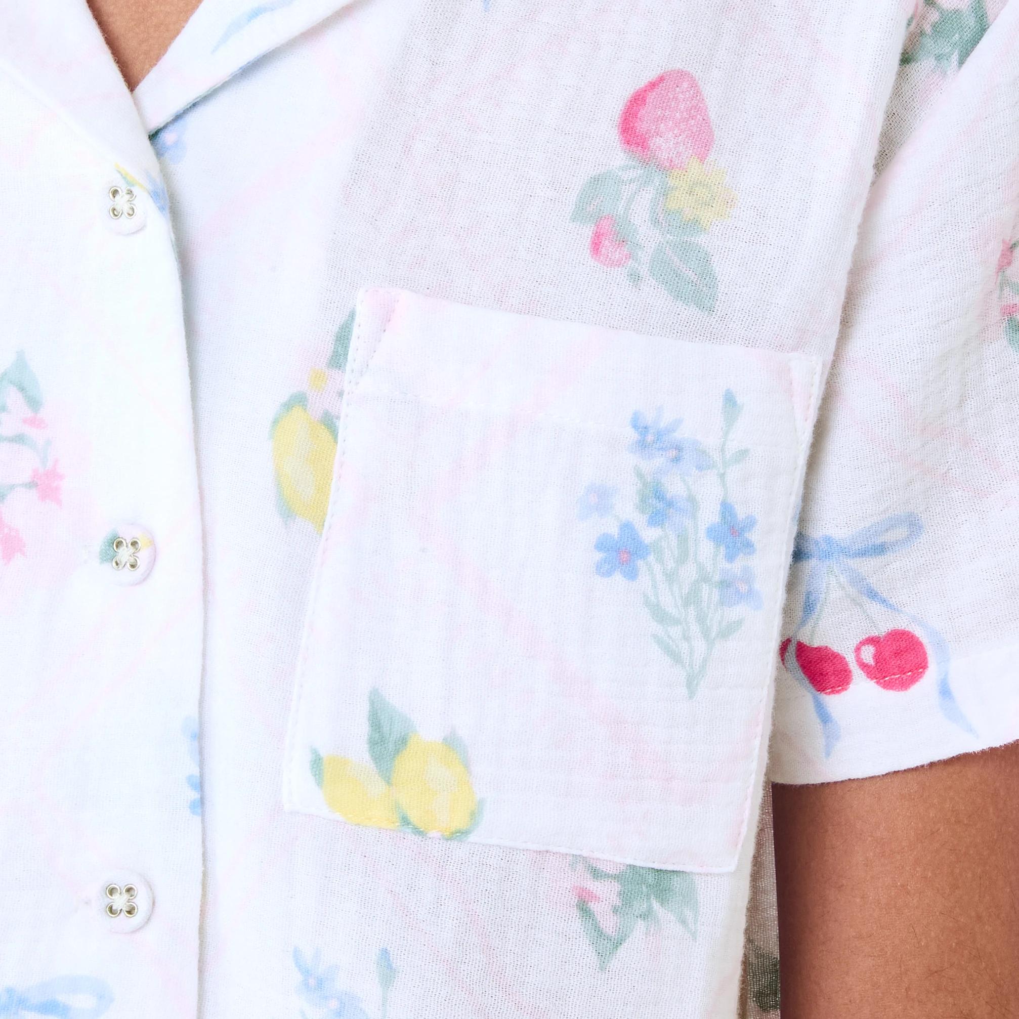 6 Short Sleeve Woven Pyjama Set PATCHWORK FRUIT, 6 of 9