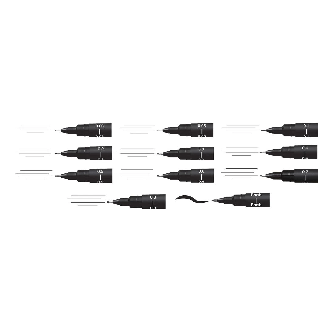 3 Uni Pin Fineliners Assorted Nib Sizes Black 12 Pack, 3 of 3