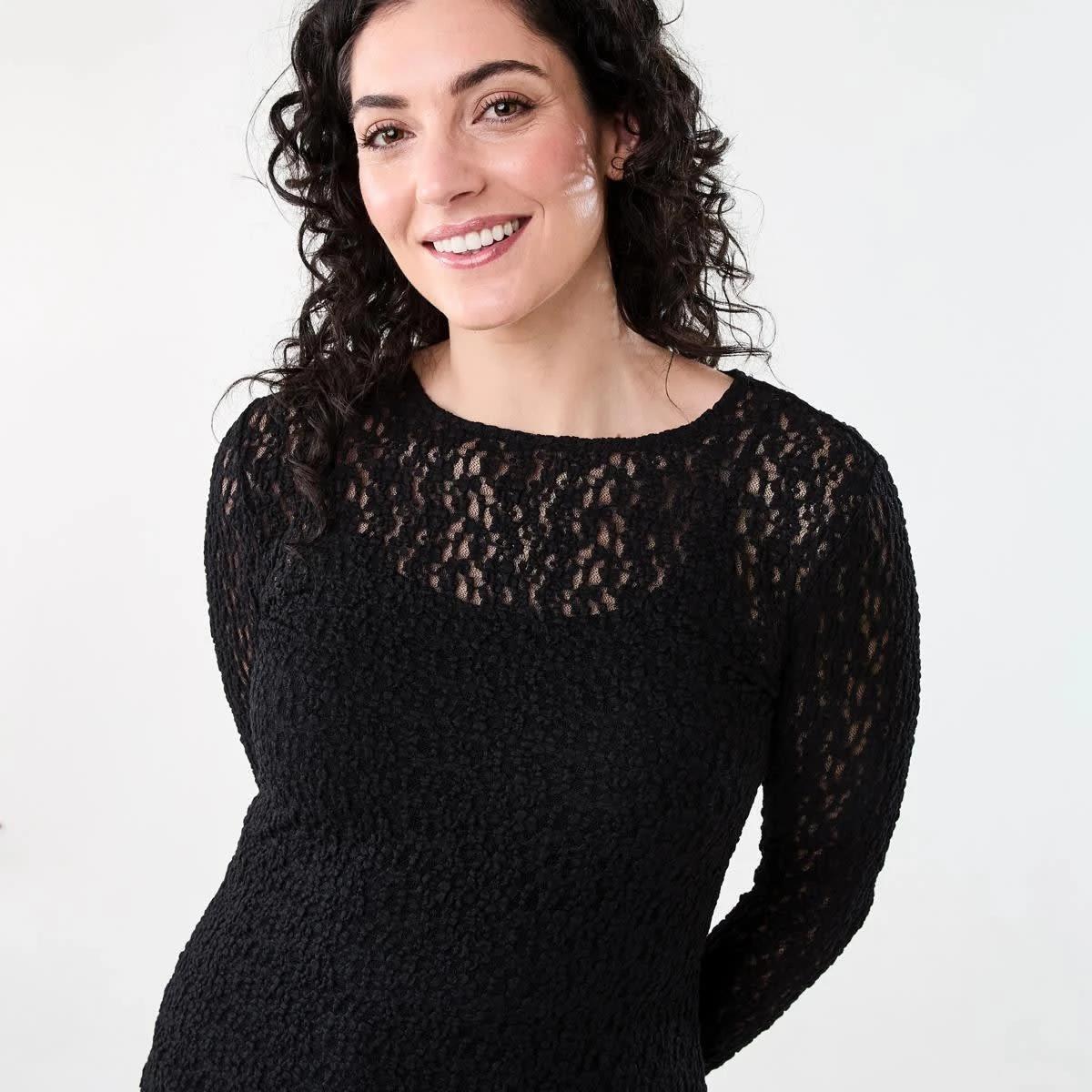 4 Long Sleeve Lace Top BLACK, 4 of 5