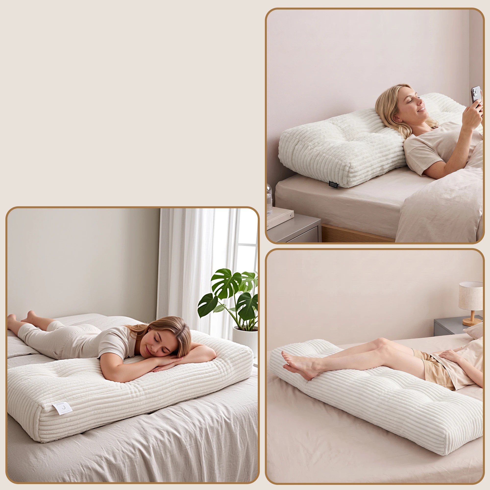 8 Giselle Bedding Sofa Reading Wedge Pillow Headboard Shredded Foam Support - Queen Bed - White, 8 of 9
