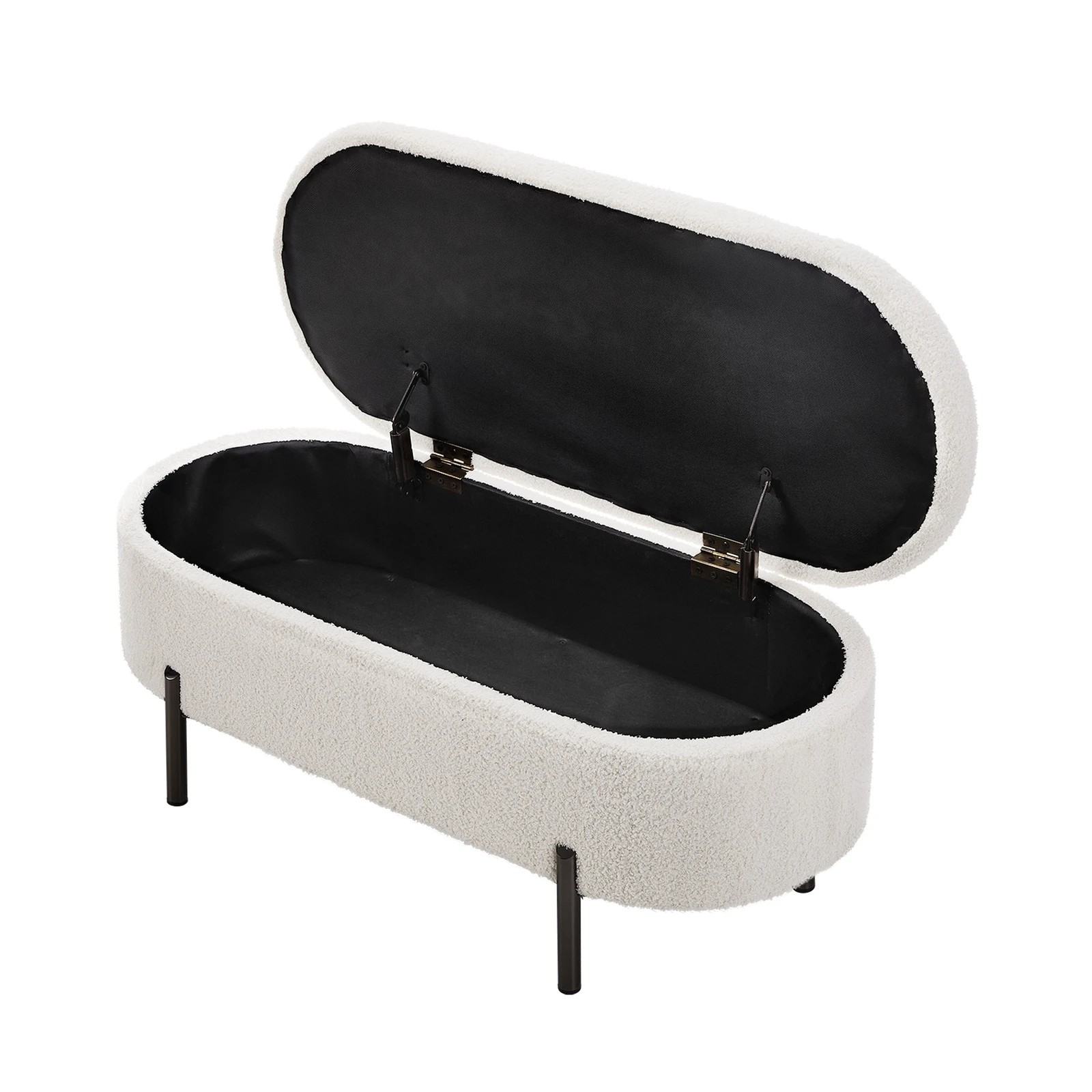 8 Oikiture Storage Ottoman Bench Oval Footstool Blanket Box Chest Toy Sherpa
 - White, 8 of 10