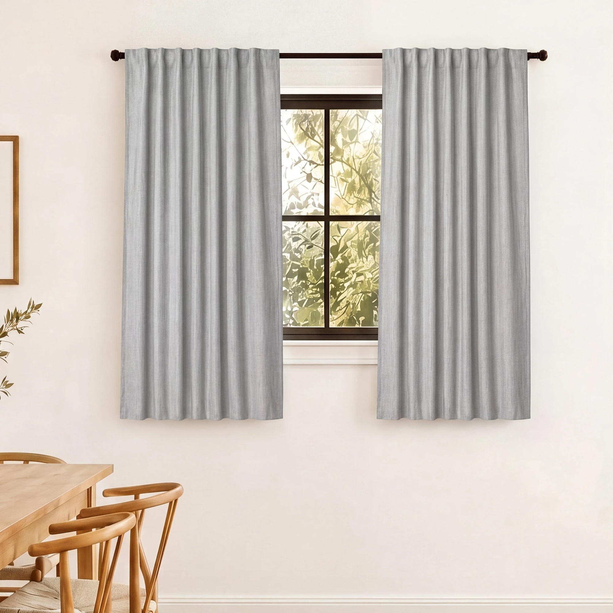 7 Marlow Blackout Curtains 2 Panels Thermal Linen Look Blockout Drapes Grey, 7 of 8
