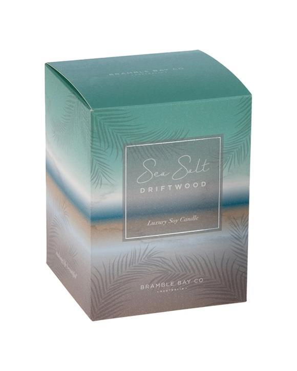 Bramble Bay Ocean Sea Salt & Driftwood Scented Soy Candle Home Fragrance With Decorations 300g - Clear