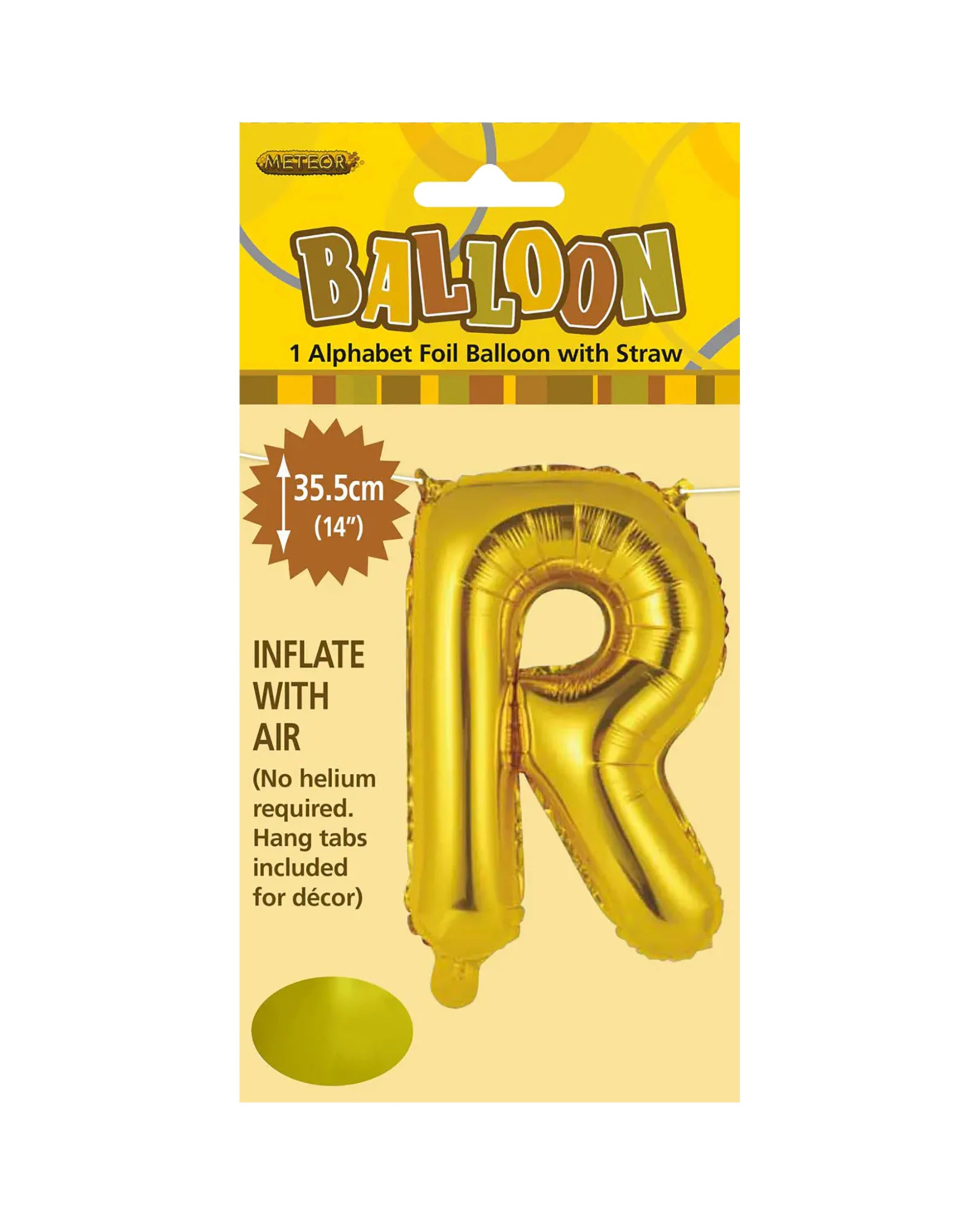 2 Meteor Letter R Foil Air Fill Balloon 35.5cm - Gold, 2 of 2