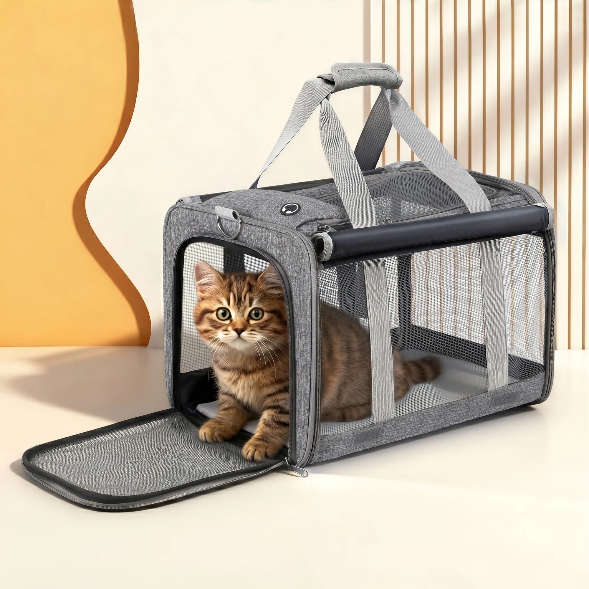 9 i.Pet Pet Carrier Bag Foldable Dog Cat Durable Crate Travel Portable Kennel - Grey, 9 of 9