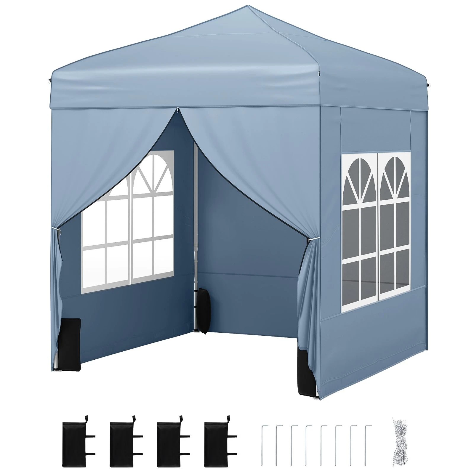 1 Costway 2x2M Pop up Canopy Tent Gazebo w/4 Sidewall - Grey, 1 of 3